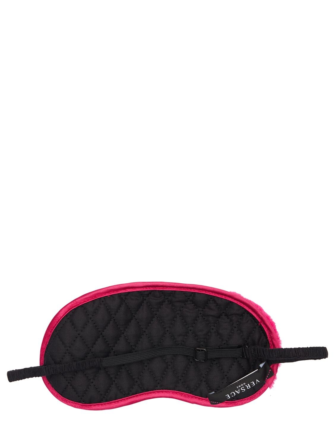 Shop Versace Faux Fur Eye Mask W/sequined Logo In Fuchsia