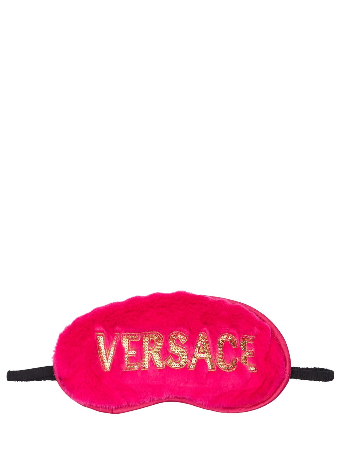 Versace Faux Fur Eye Mask In Fuchsia