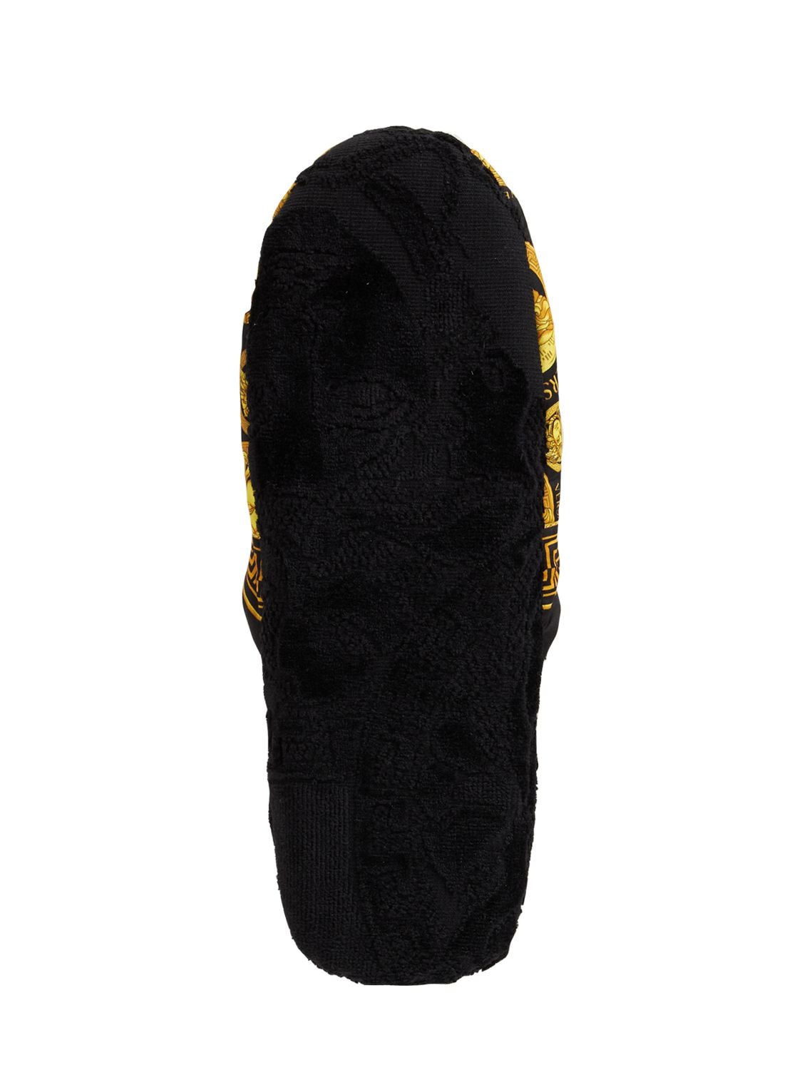 Shop Versace Medusa Amplified Slippers In Nero-oro