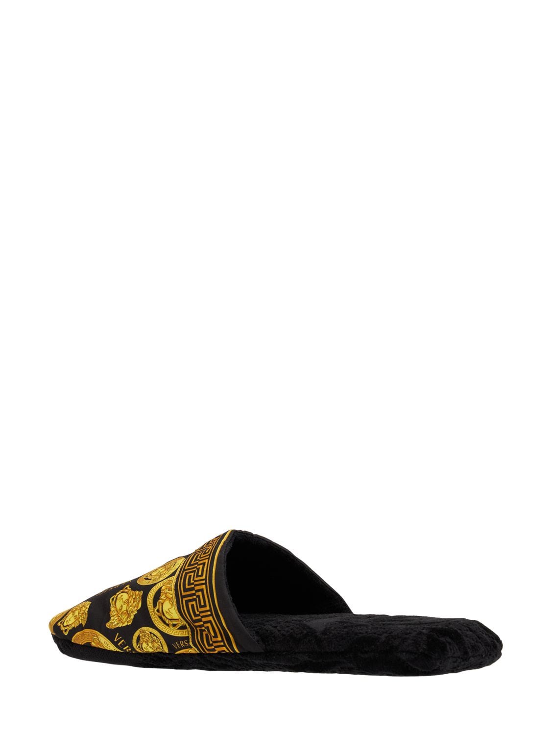 Shop Versace Medusa Amplified Slippers In Nero-oro