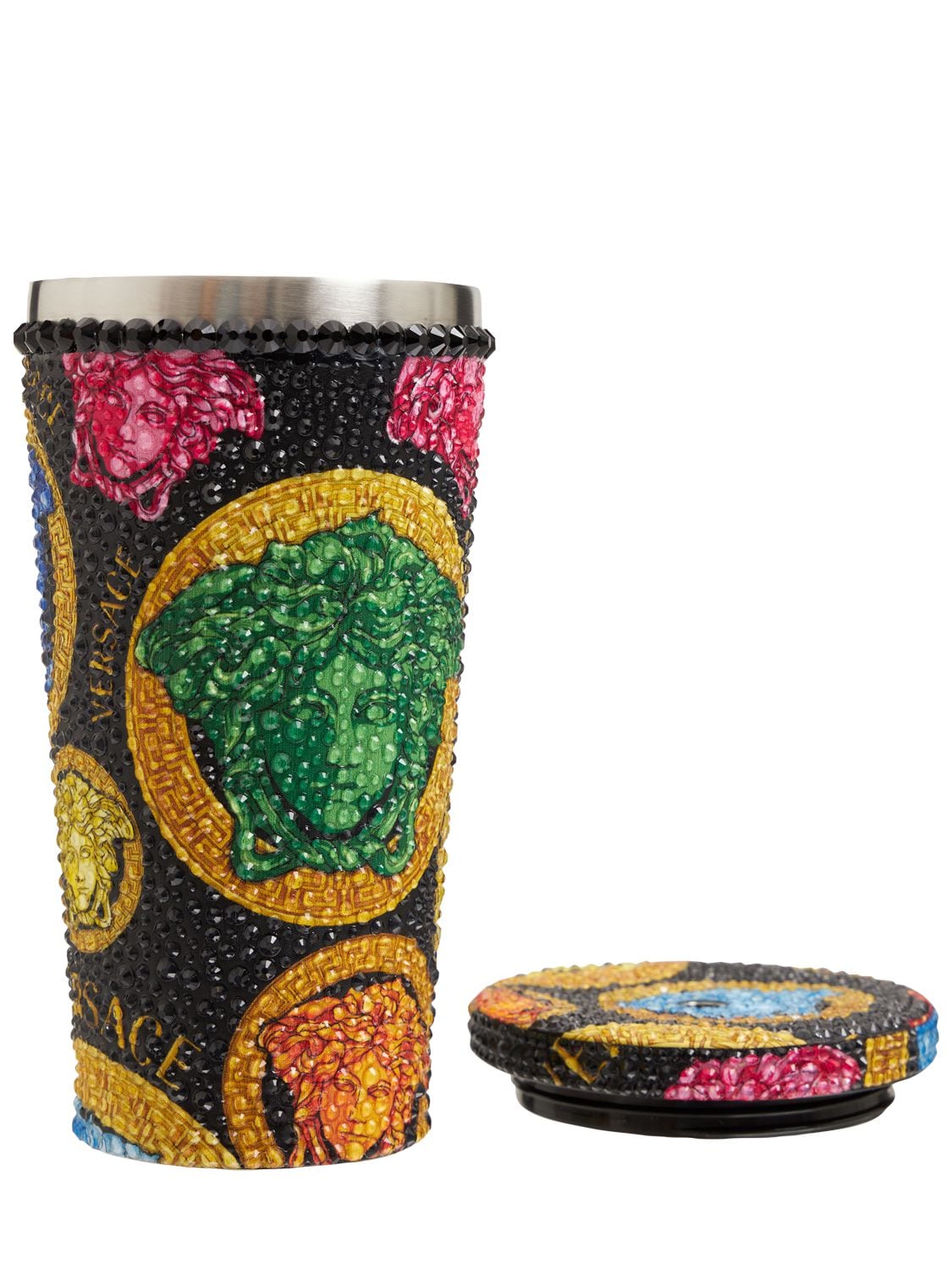 Shop Versace Medusa Travel Mug In Nero-multicolor