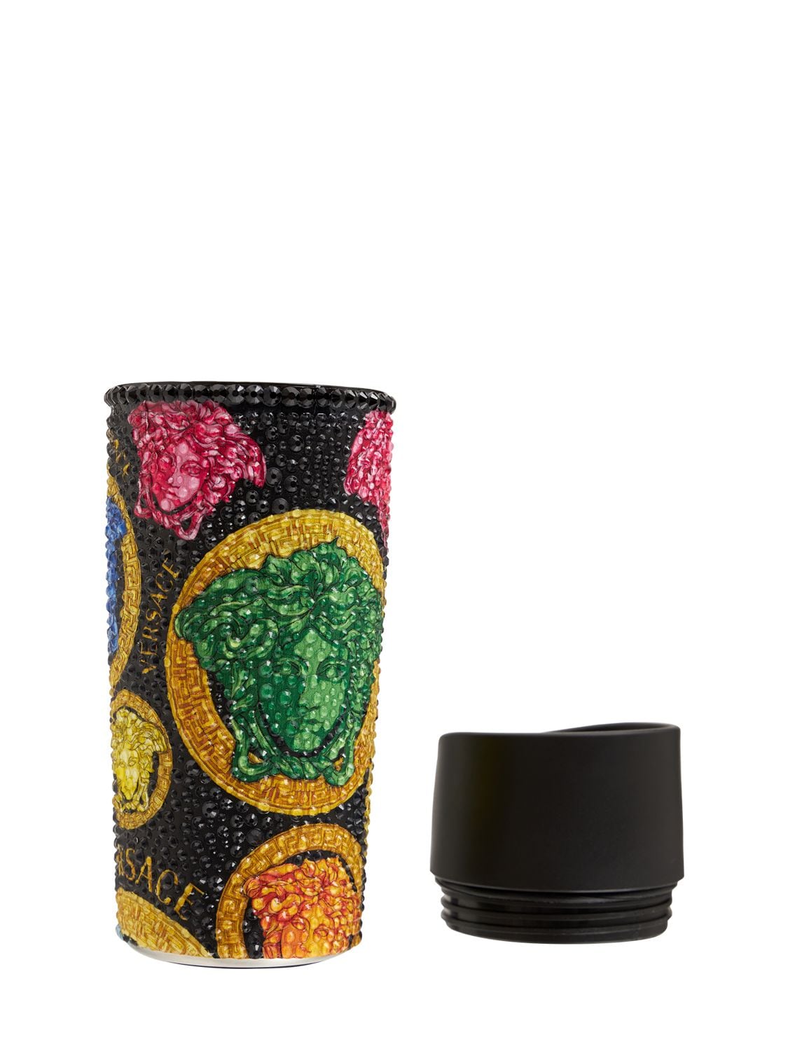 Shop Versace Medusa Amplified Travel Mug In Nero-multicolor