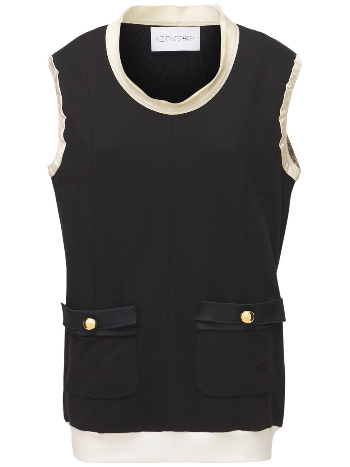 Az Factory Free To Embellished Pyratex Seacell And Organic Cotton-blend Tank In Schwarz