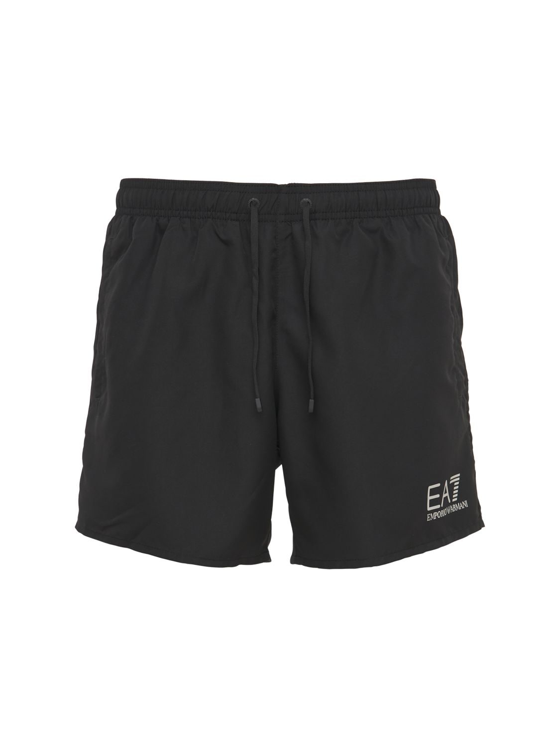 Ea7 Logo Nylon Swim Shorts In Black