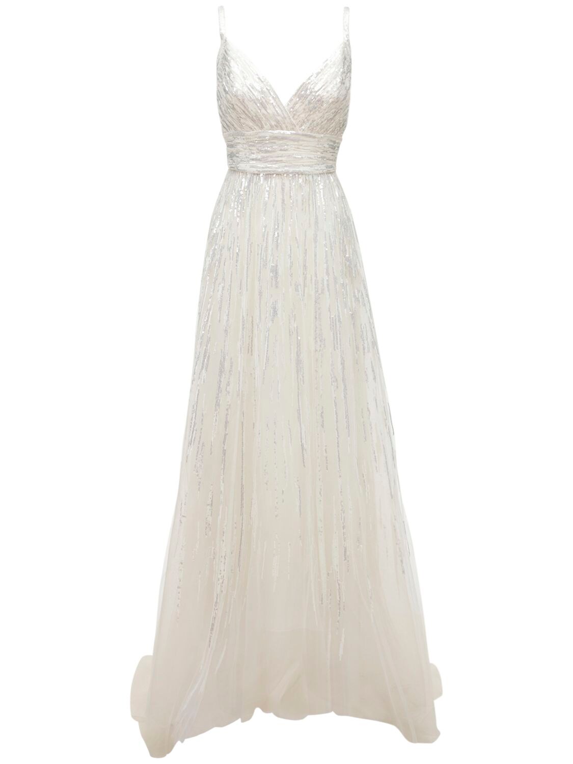 ELIE SAAB Sleeveless Embroidered Tulle Gown