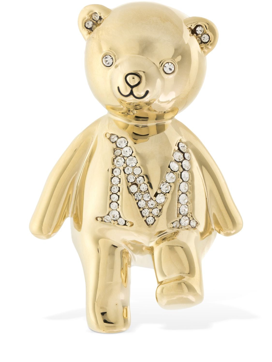 Teddy Bear Crystal Brooch In Gold,crystal