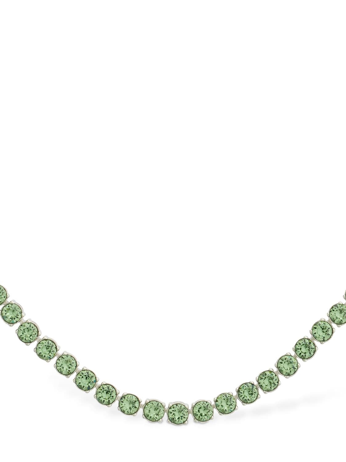 Shop Amina Muaddi Tennis Crystal Choker In Green,crystal