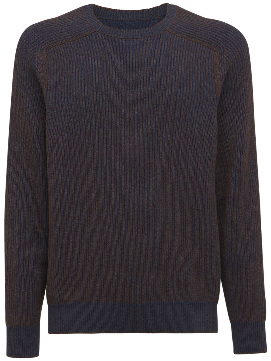 Sease Cashmere Ribbed Reversible Knit Sweater In Dark Brown