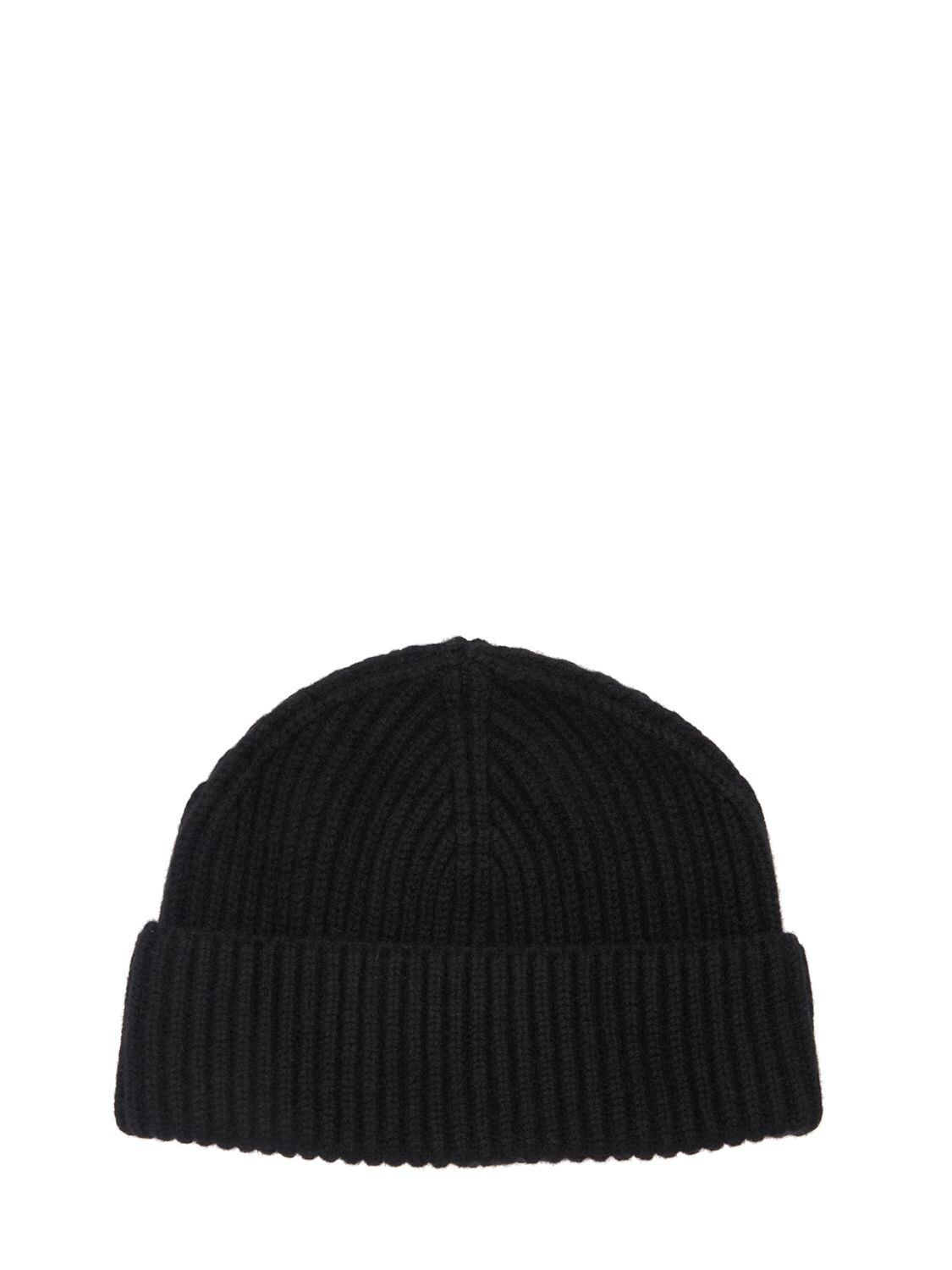 Ag Cashmere Ribbed Knit Beanie In Black