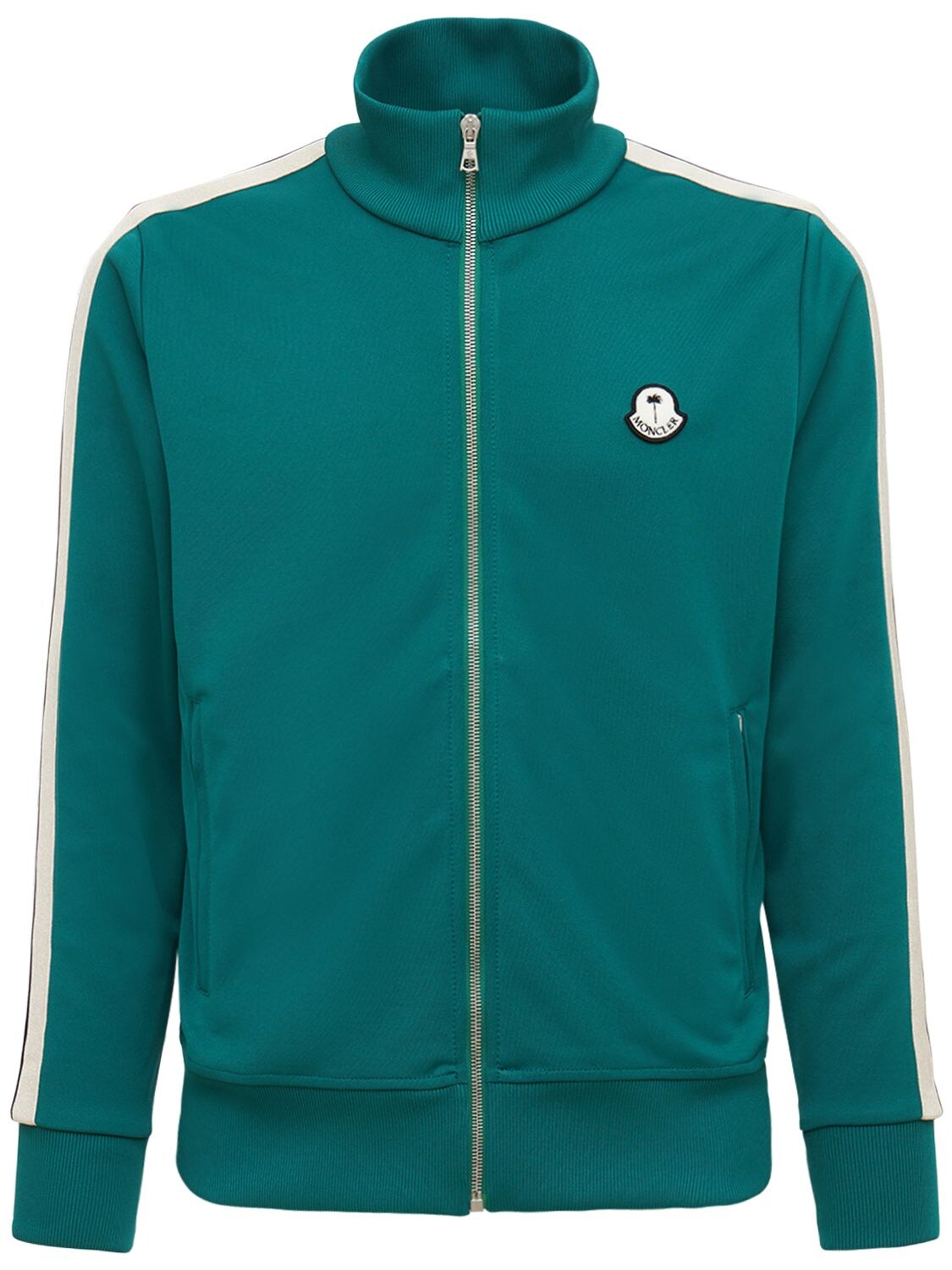 MONCLER GENIUS PALM ANGELS LOGO JERSEY ZIP SWEATSHIRT