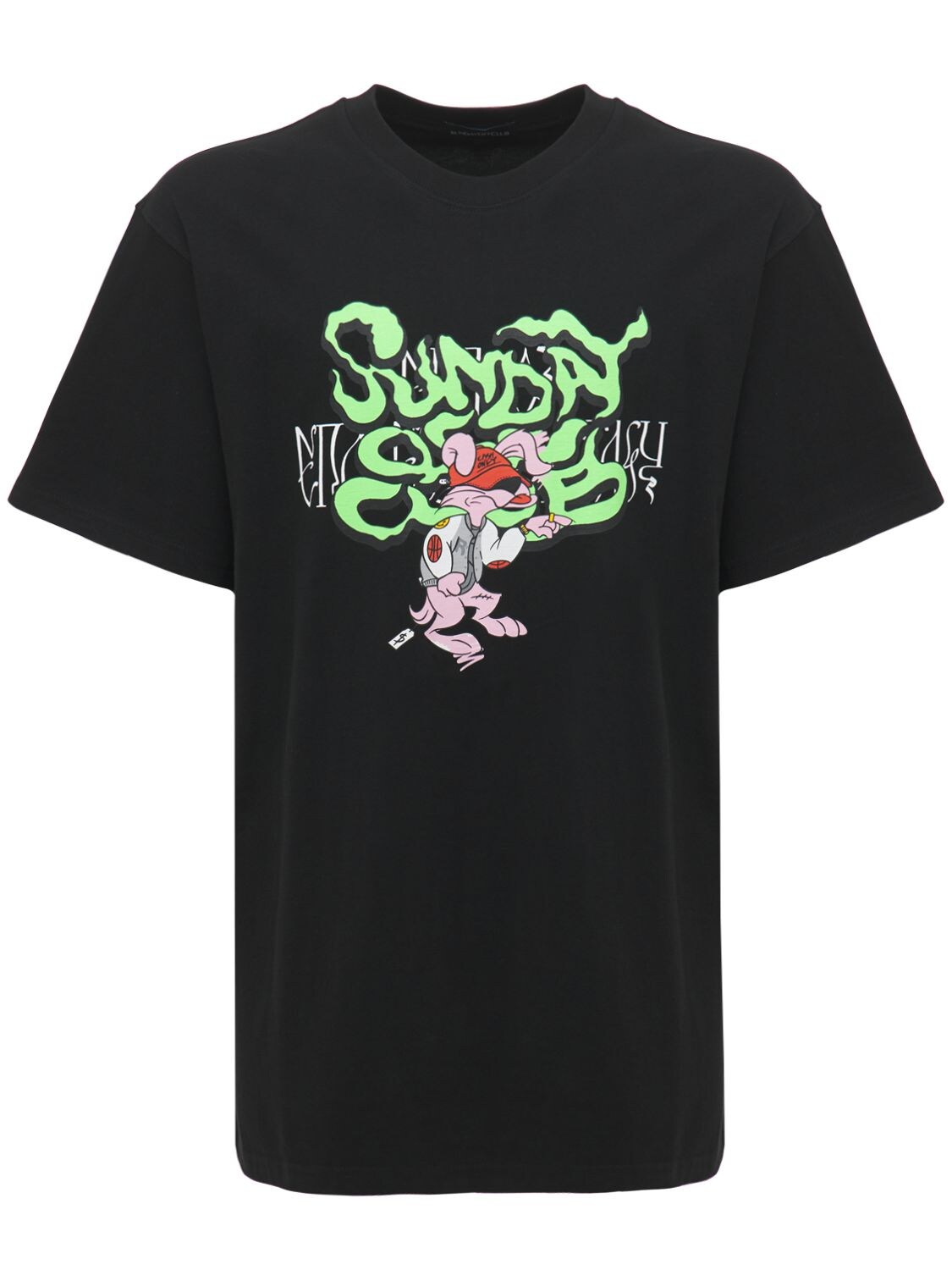 Sunday Off Club Graffiti Baddy Rabbit Cotton T-shirt In Black | ModeSens