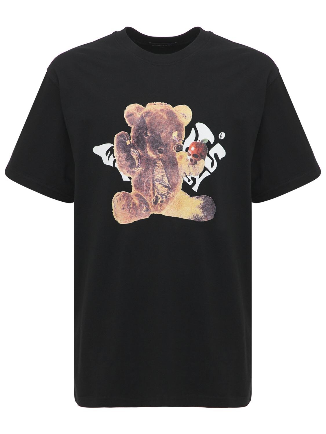 Sunday Off Club Torn Saddy Bear Print Cotton T-shirt In Black | ModeSens