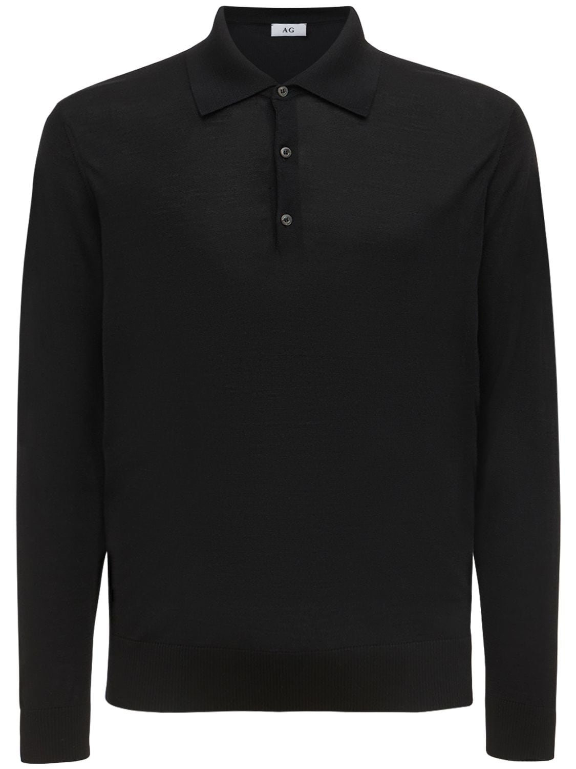 Ag Extra Fine Wool & Silk Knit Polo In Black | ModeSens