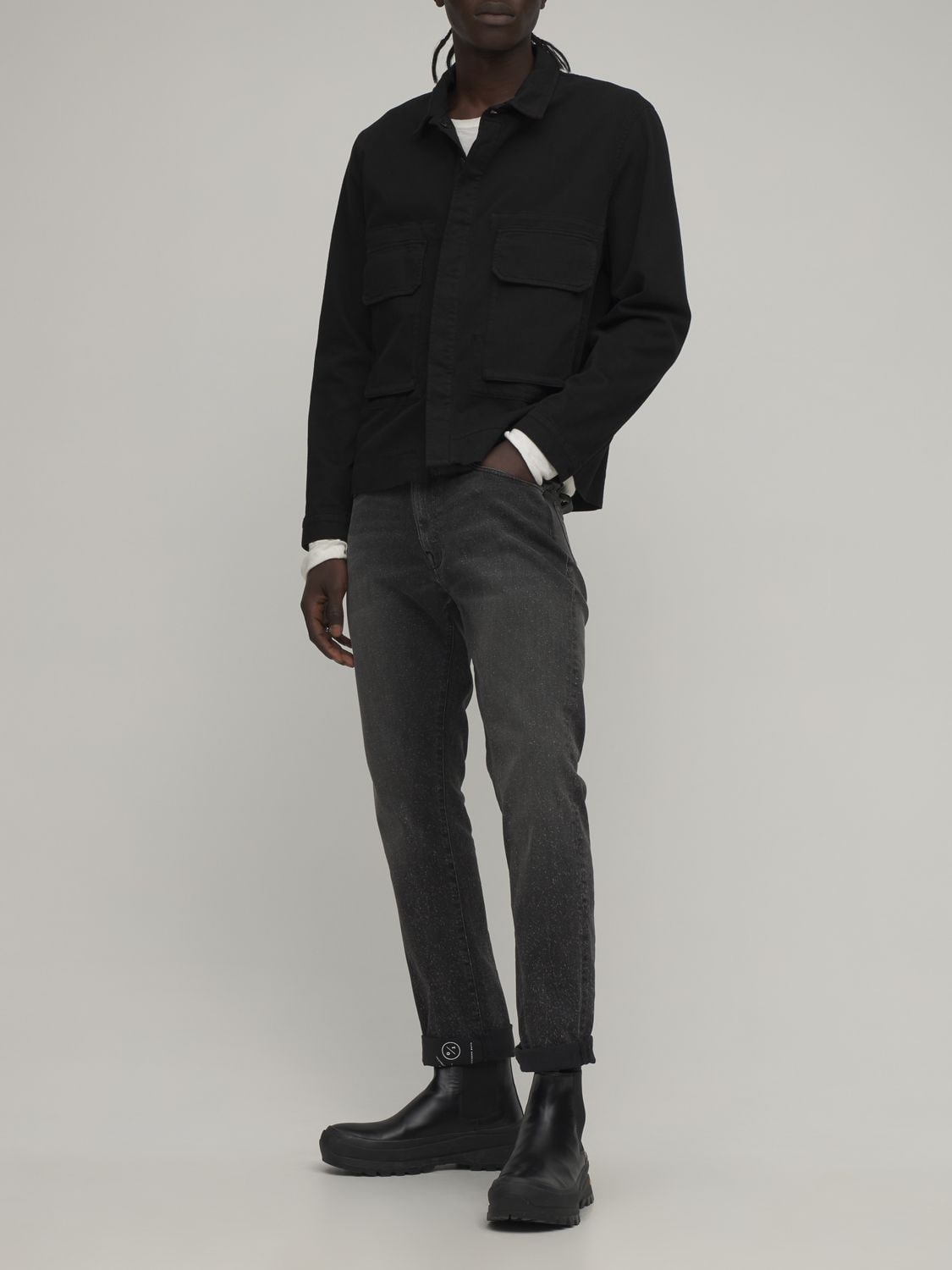 Album Paris Relaxed Fit Cotton Overshirt Jacket In Black