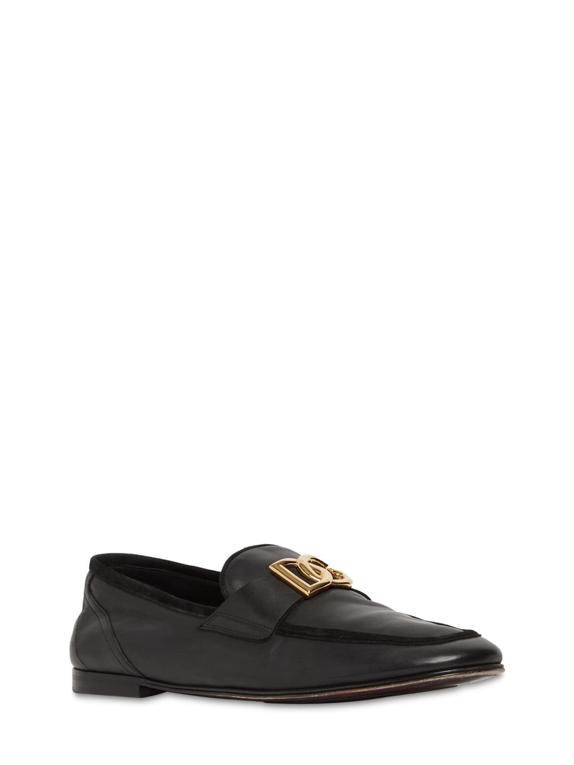 Shop Dolce & Gabbana Dg Leather Loafers In Black