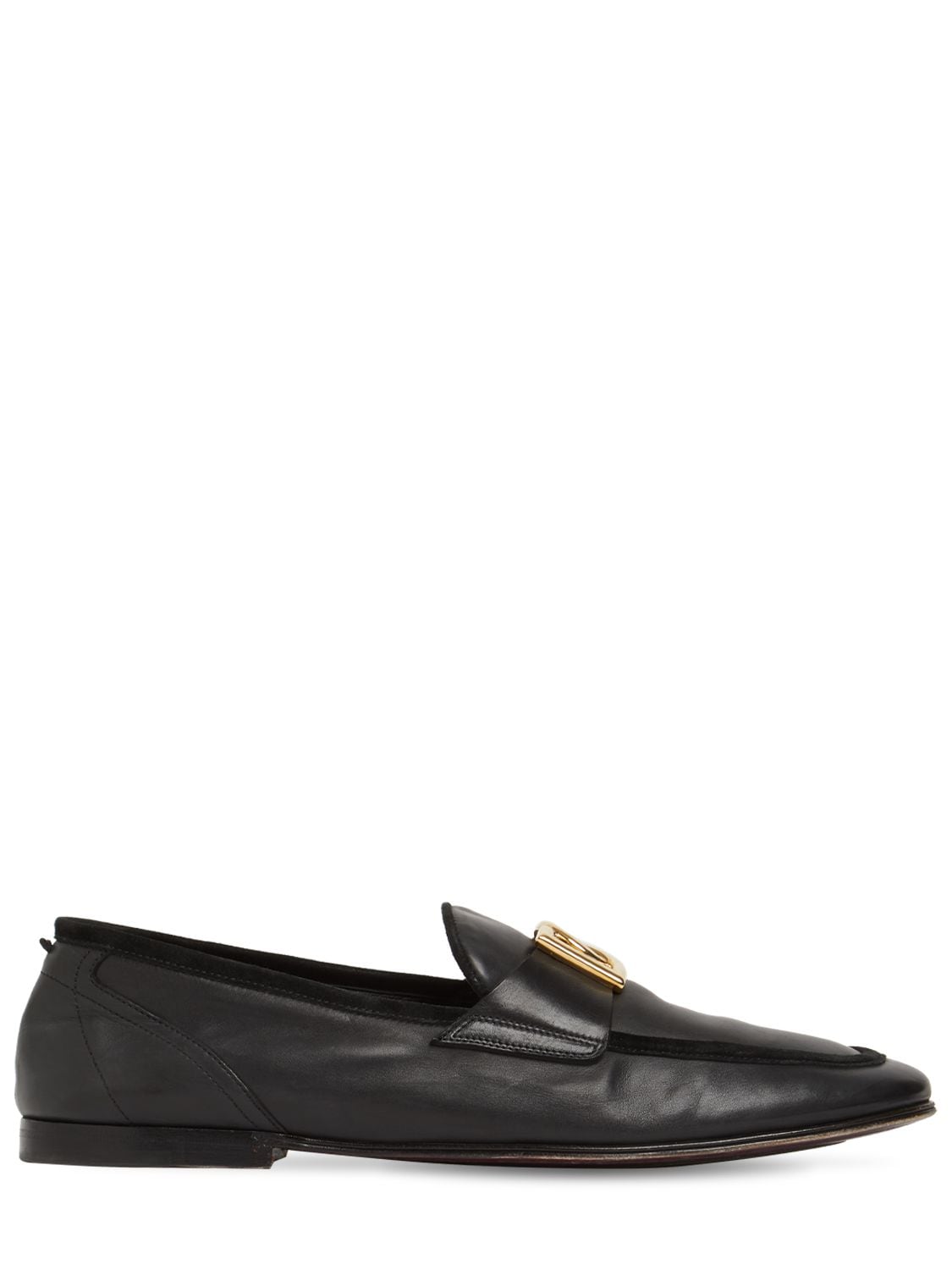 Shop Dolce & Gabbana Dg Leather Loafers In Black