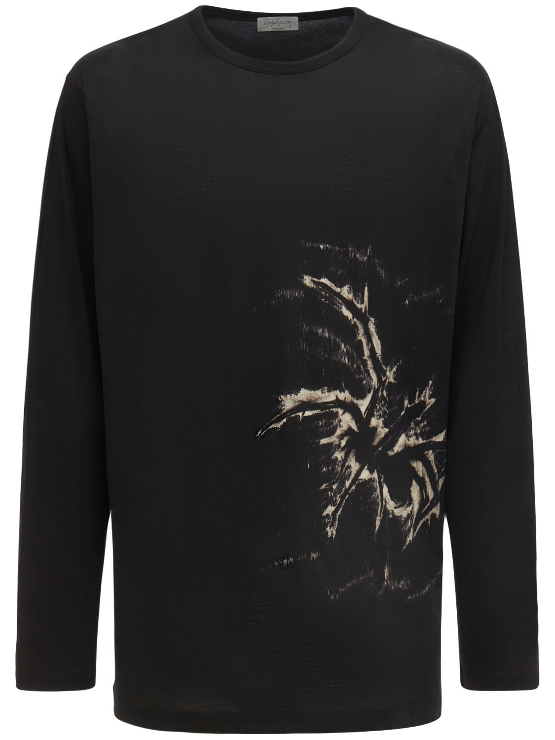 Yohji Yamamoto - Flower printed jersey t-shirt - Black | Luisaviaroma