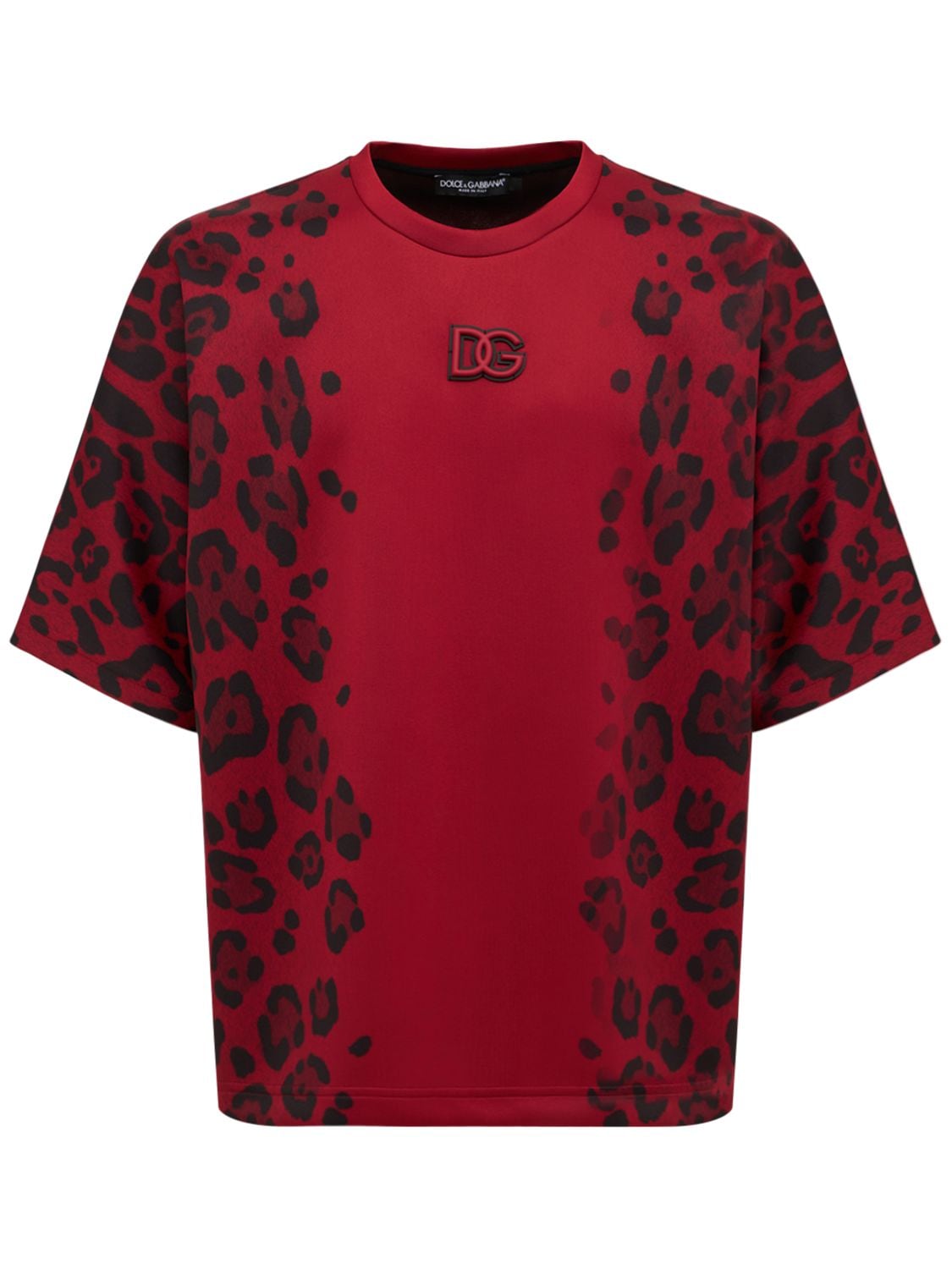 Dolce \u0026 Gabbana - Leopard print tech t-shirt - Red/Black | Luisaviaroma