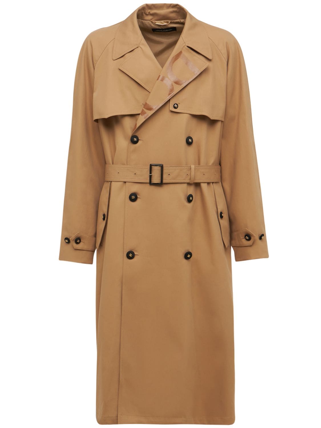 Dolce & Gabbana Cotton Trench Coat In Sand