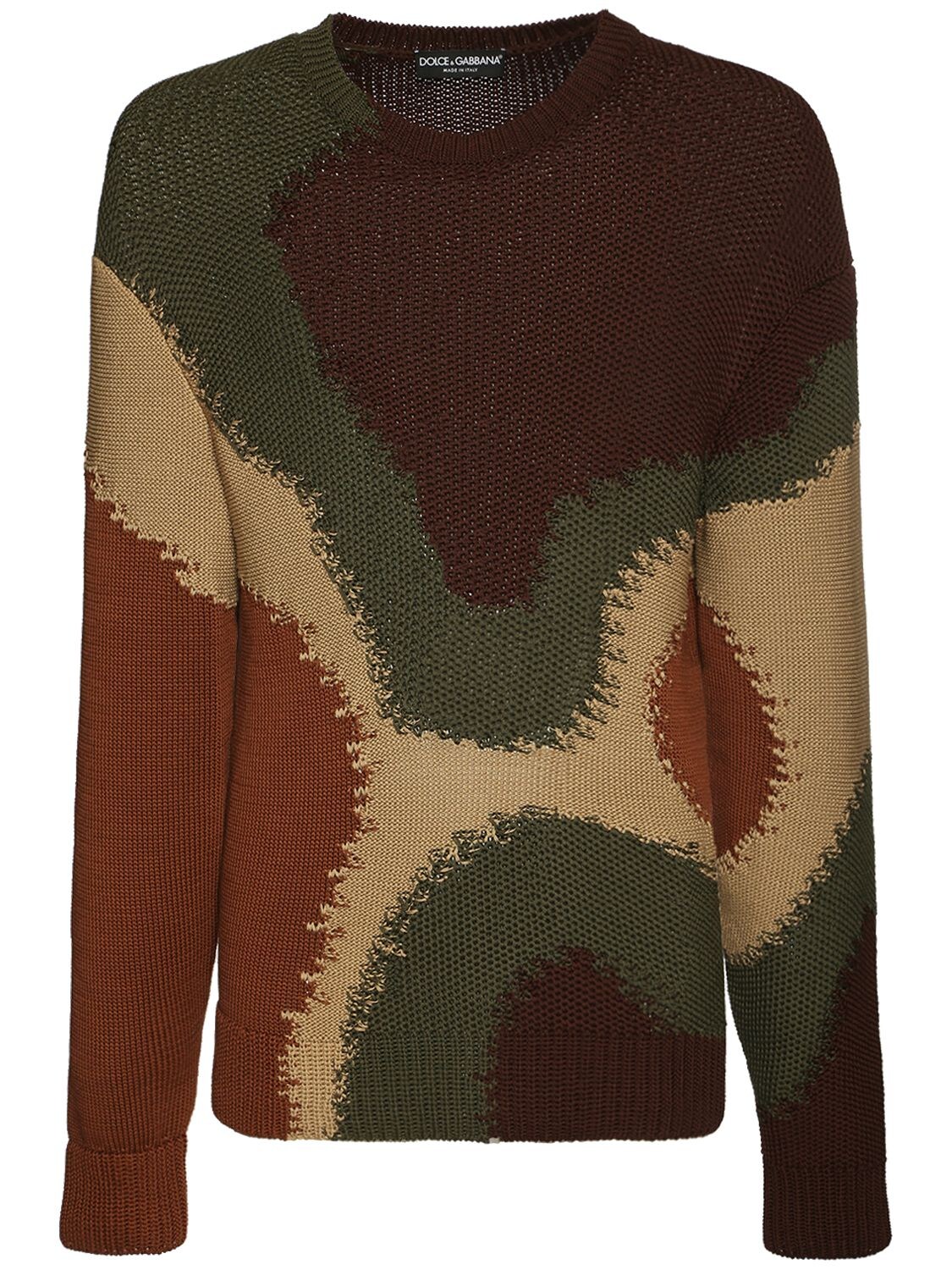 DOLCE & GABBANA GIANT CAMOUFLAGE COTTON KNIT jumper