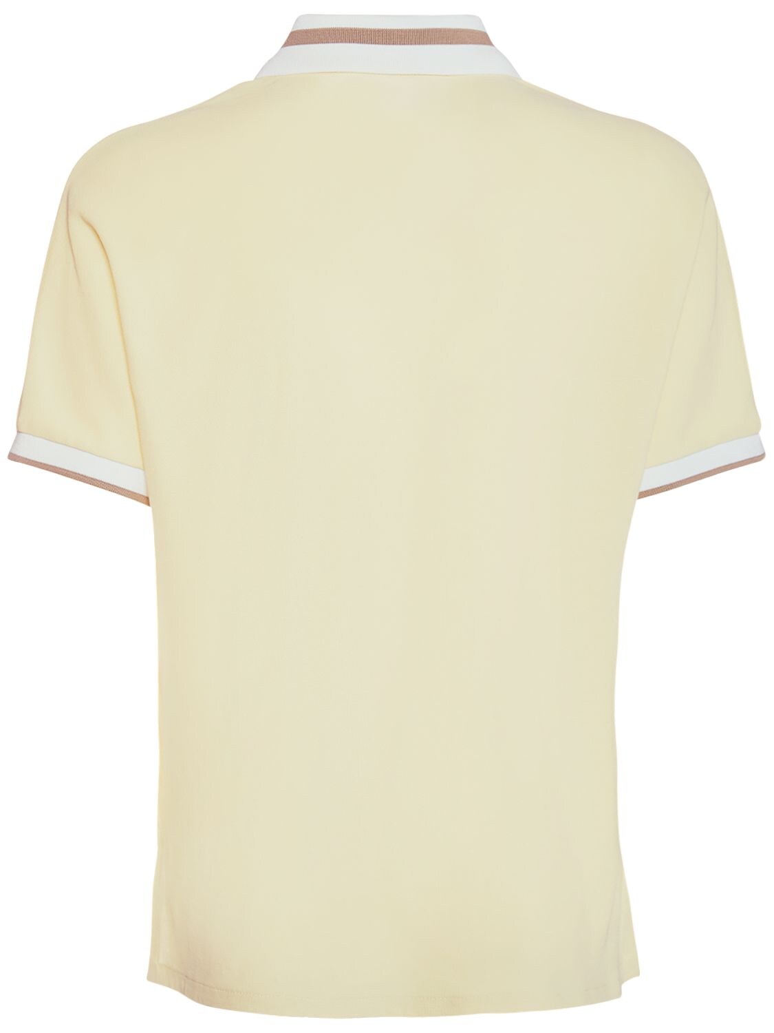 Shop Moncler Polo Cotton Jersey Logo Top In Yellow