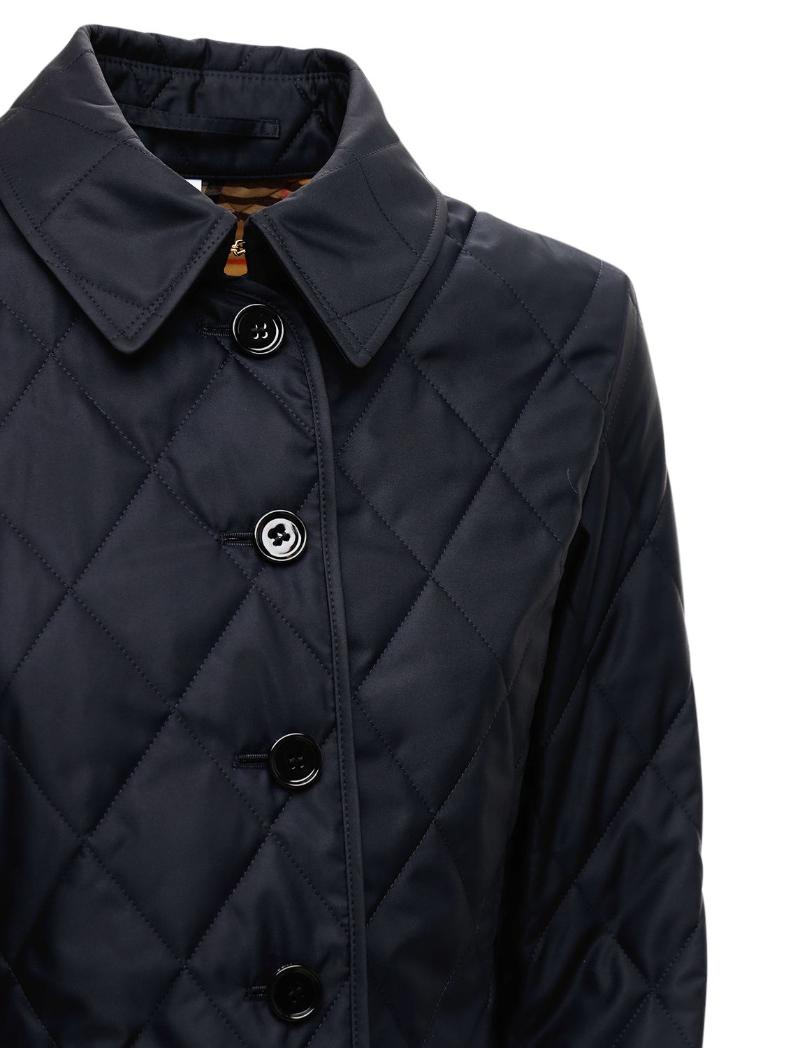 Shop Burberry Fernleigh Nylon Buttoned Quilted Jacket In Midnight