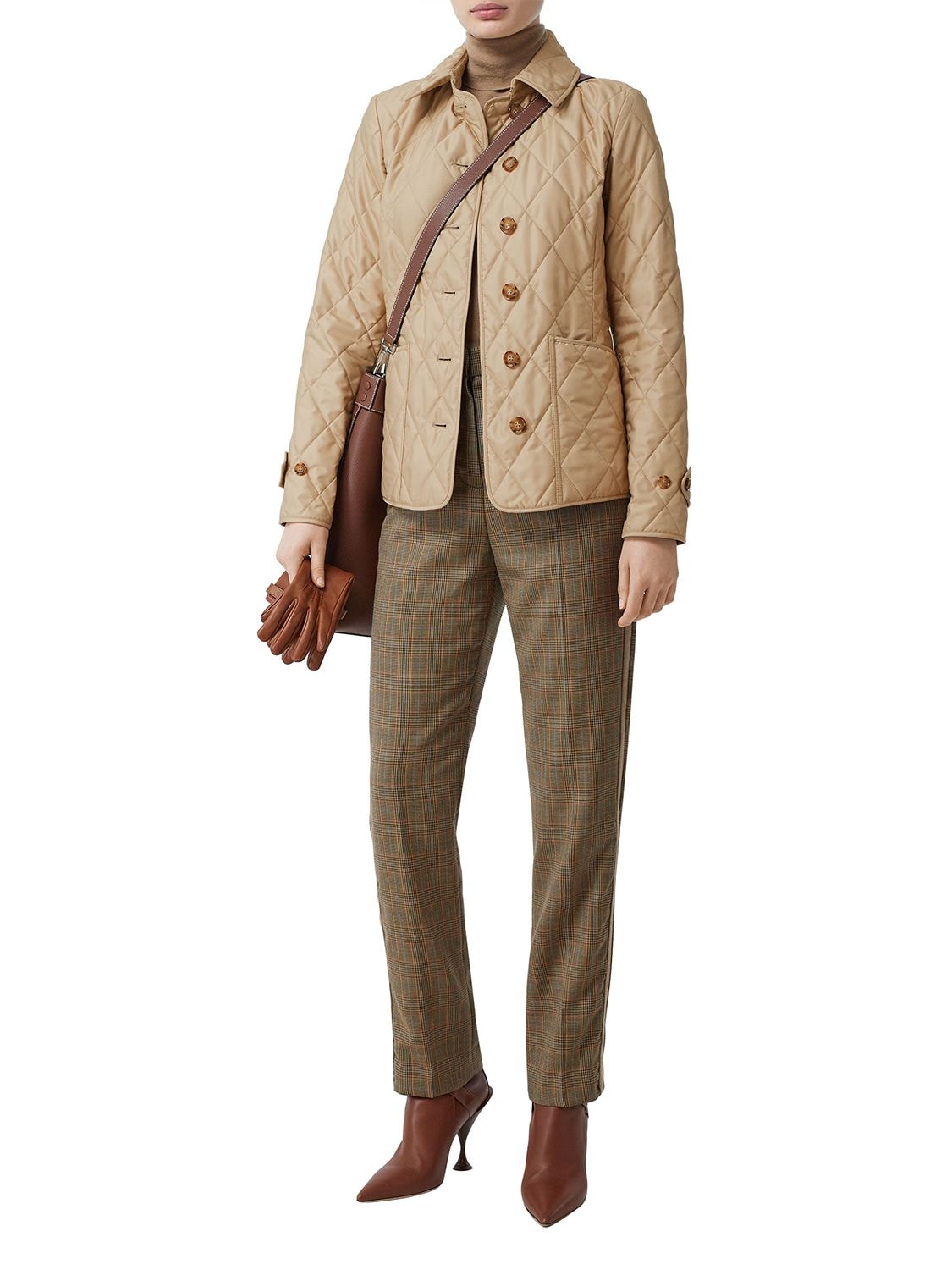 Shop Burberry Fernleigh Quilted Short Jacket In New Chino