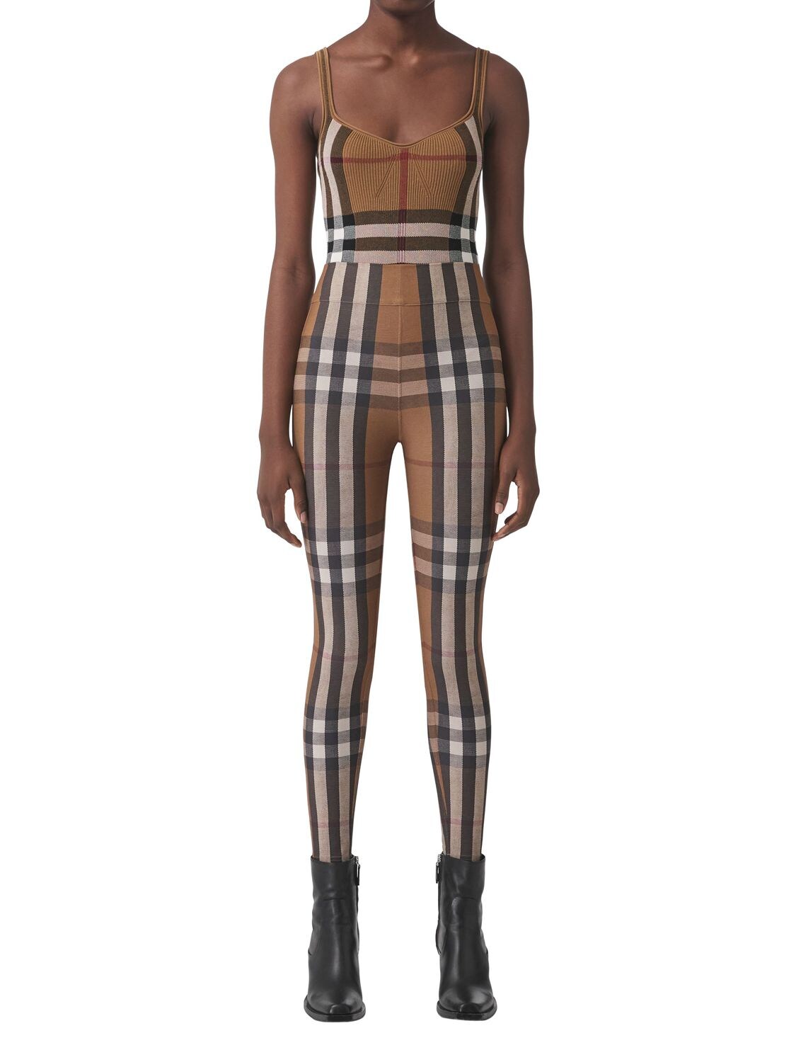 Burberry W Madden Checked Nylon Leggings In Birch Brown | ModeSens