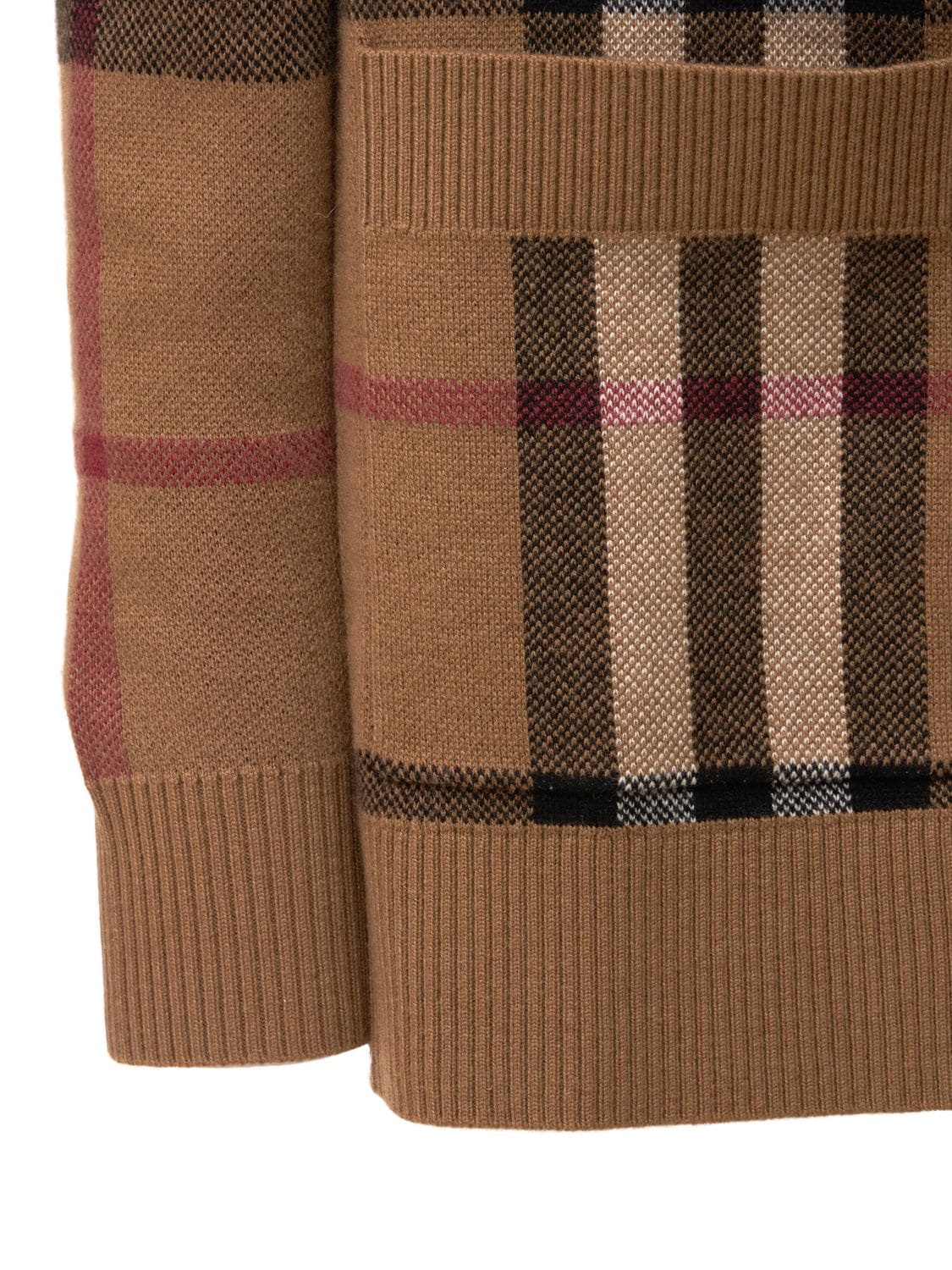 Shop Burberry Willah Check Wool & Cashmere Cardigan In Birch Brown