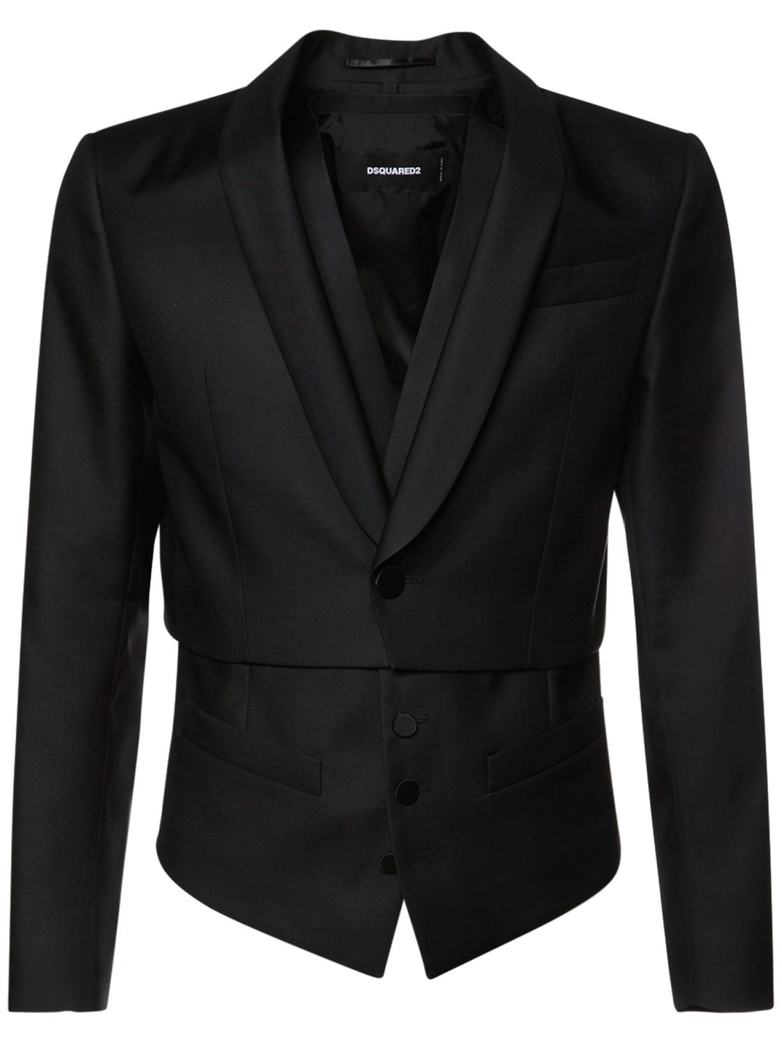 Cropped Silk & Virgin Wool Blazer & Vest