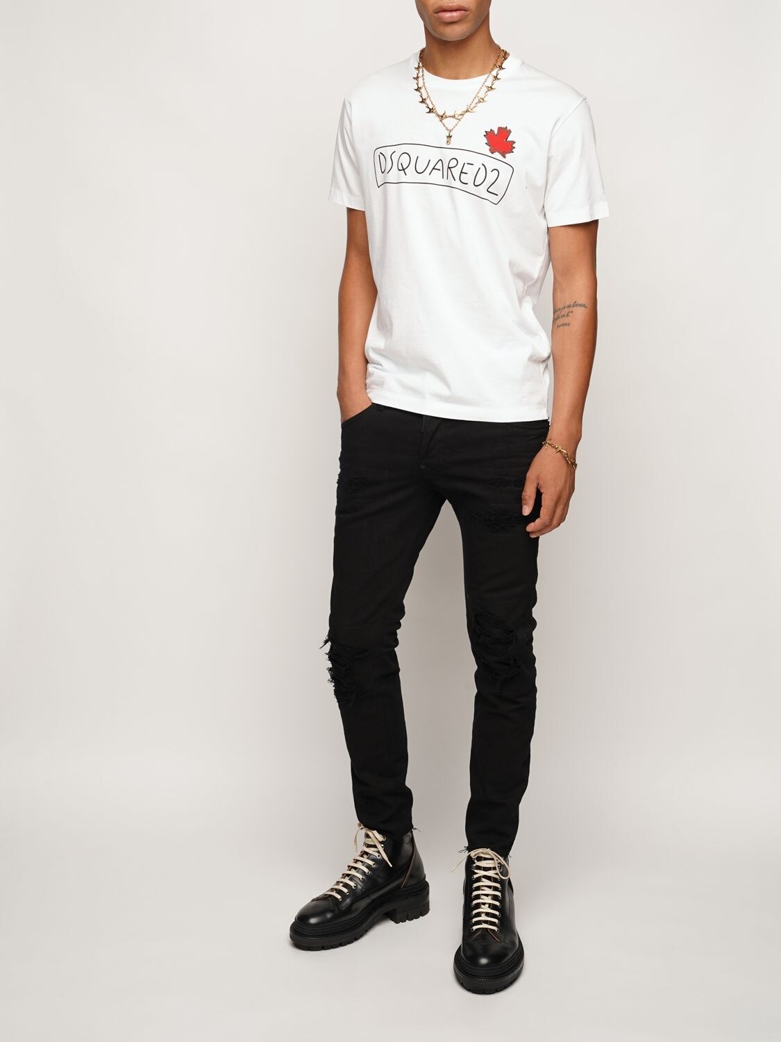 DSQUARED2 Logo Print Cotton Jersey T-shirt | Smart Closet