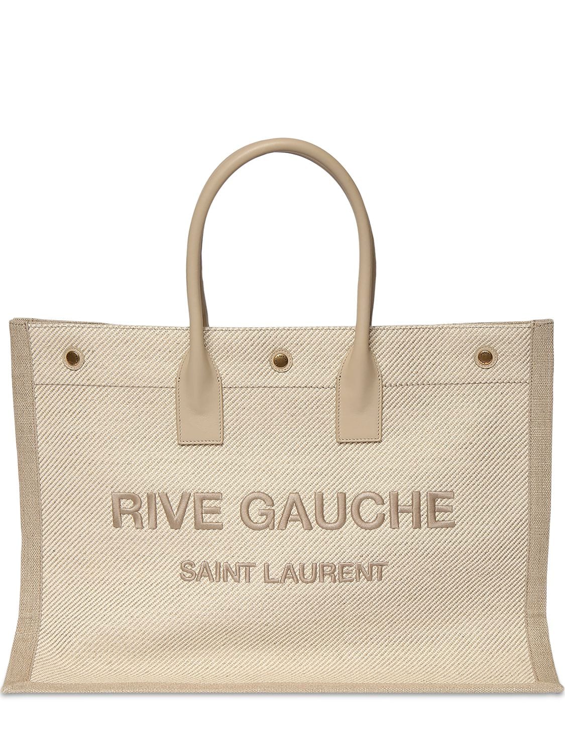 Saint Laurent Rive Gauche Panier Tote in Greggio, Nero & Brick