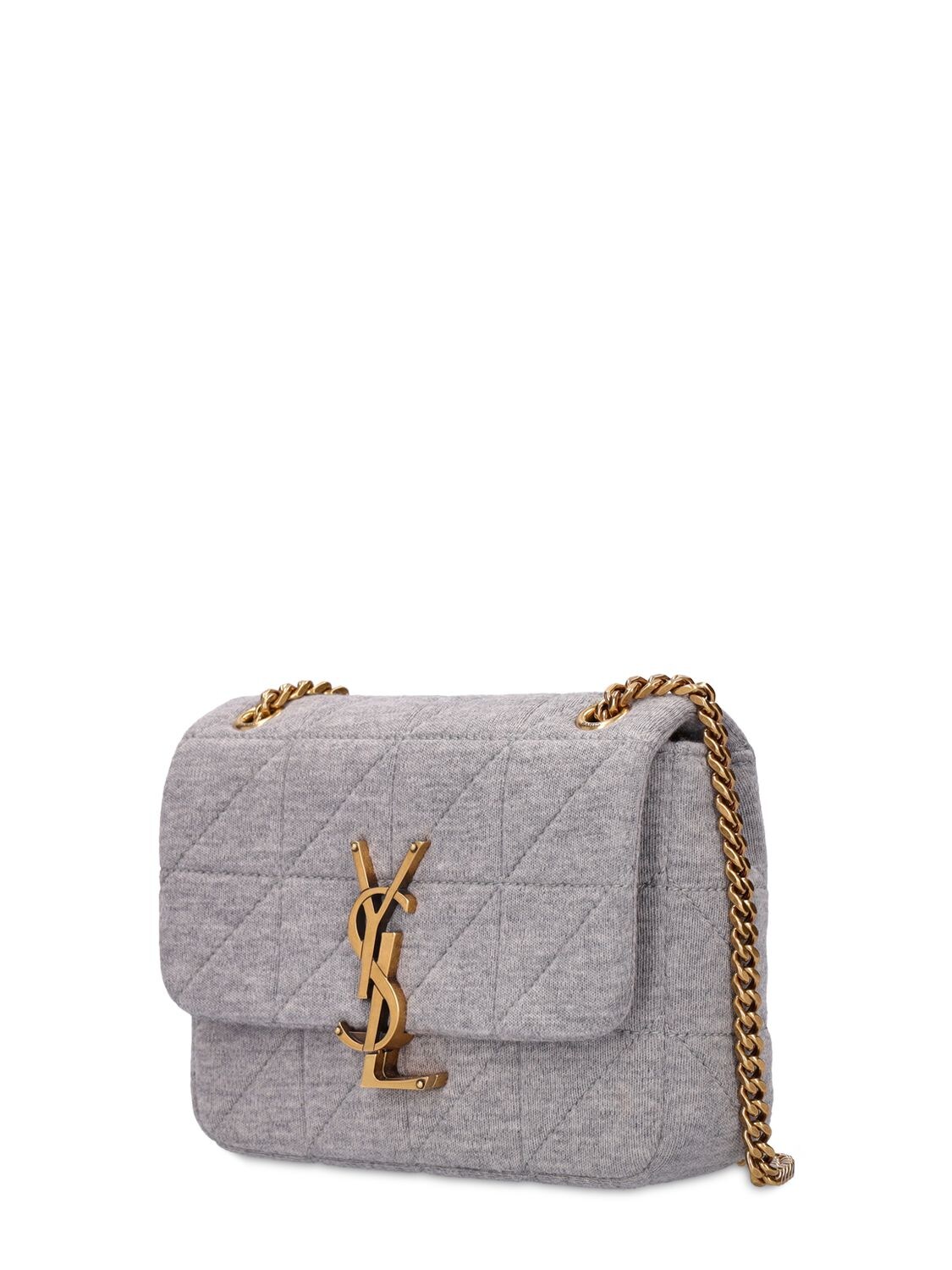 Saint Laurent Mini Jamie Jersey Patchwork Bag In Grey