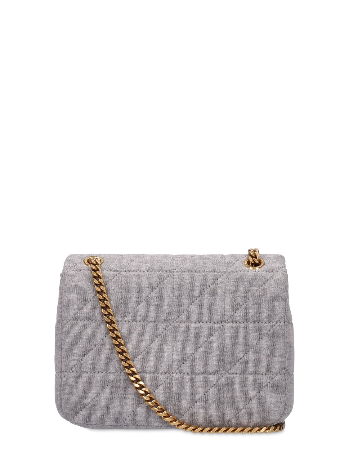 Saint Laurent Mini Jamie Jersey Patchwork Bag In Grey