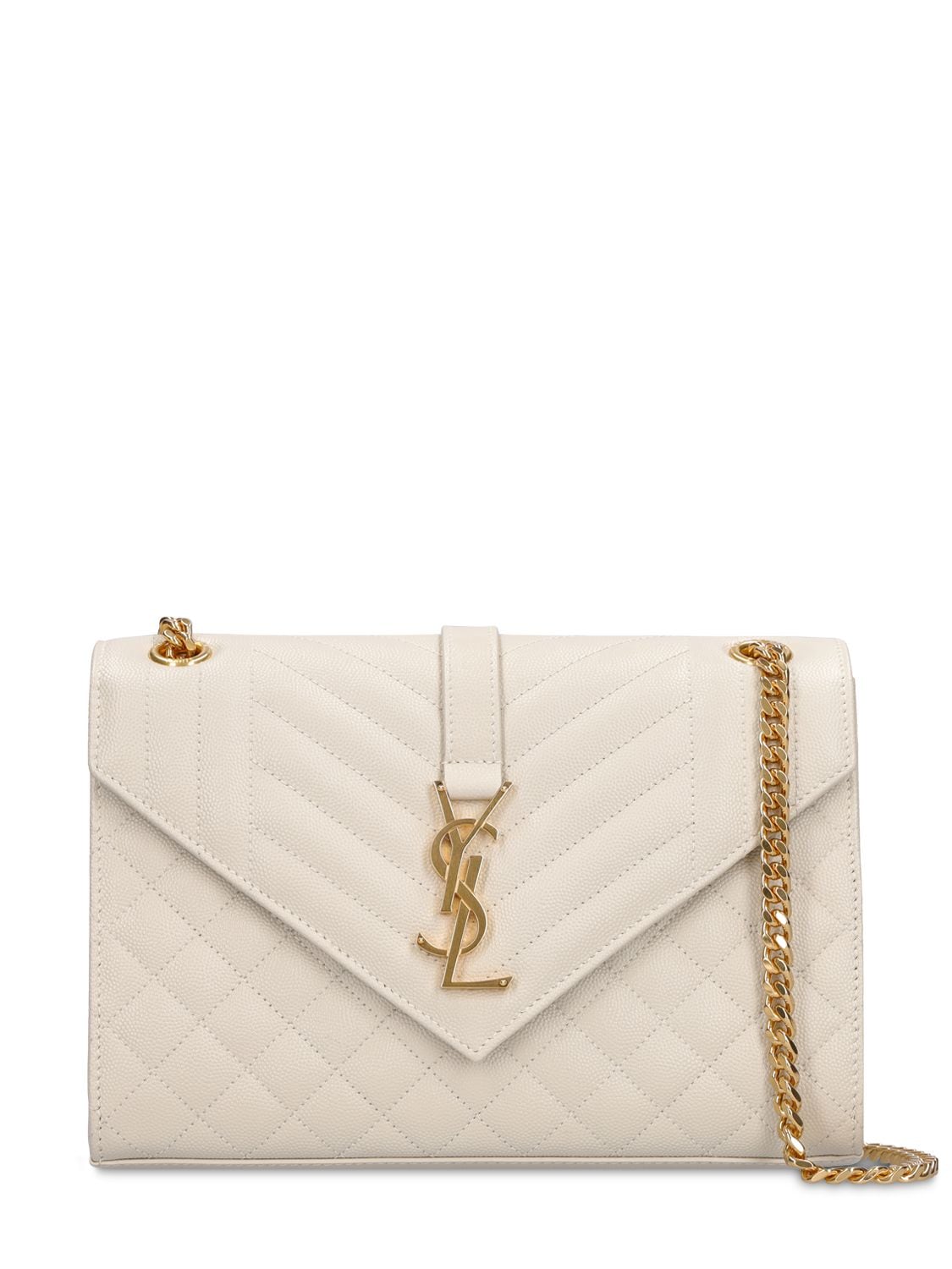 Saint Laurent Medium Envelope Quilted Leather Bag In Cream | ModeSens