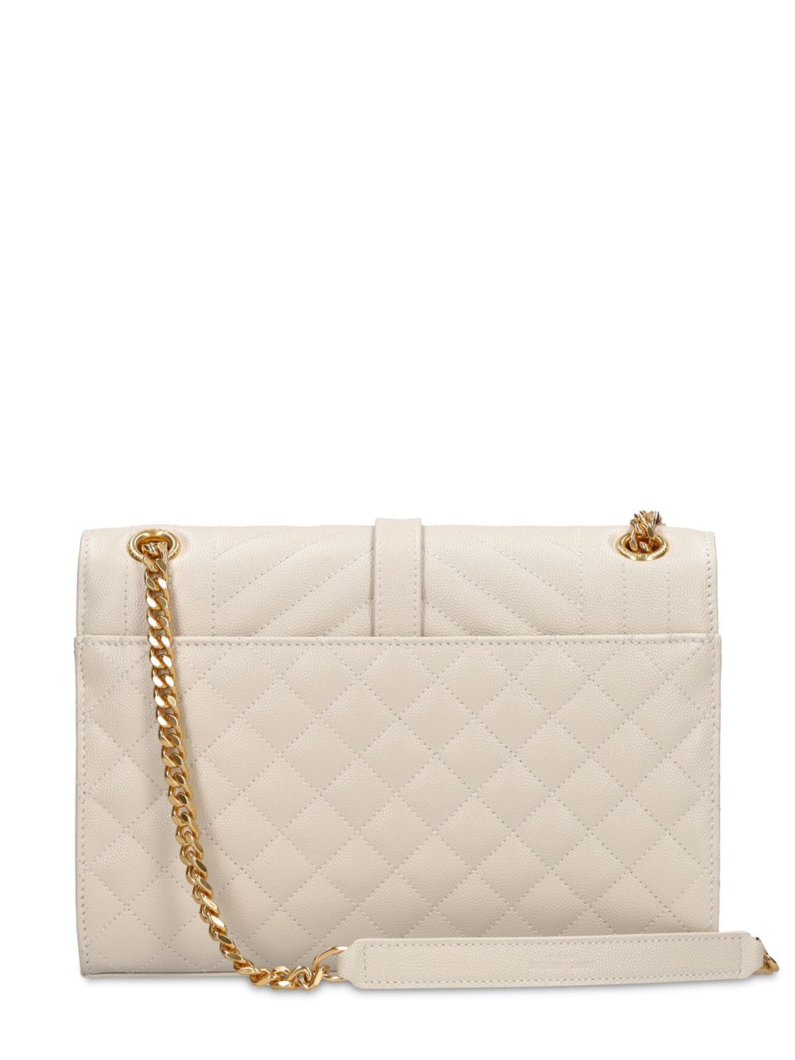 Shop Saint Laurent Medium Envelope Quilted Leather Bag In Cream