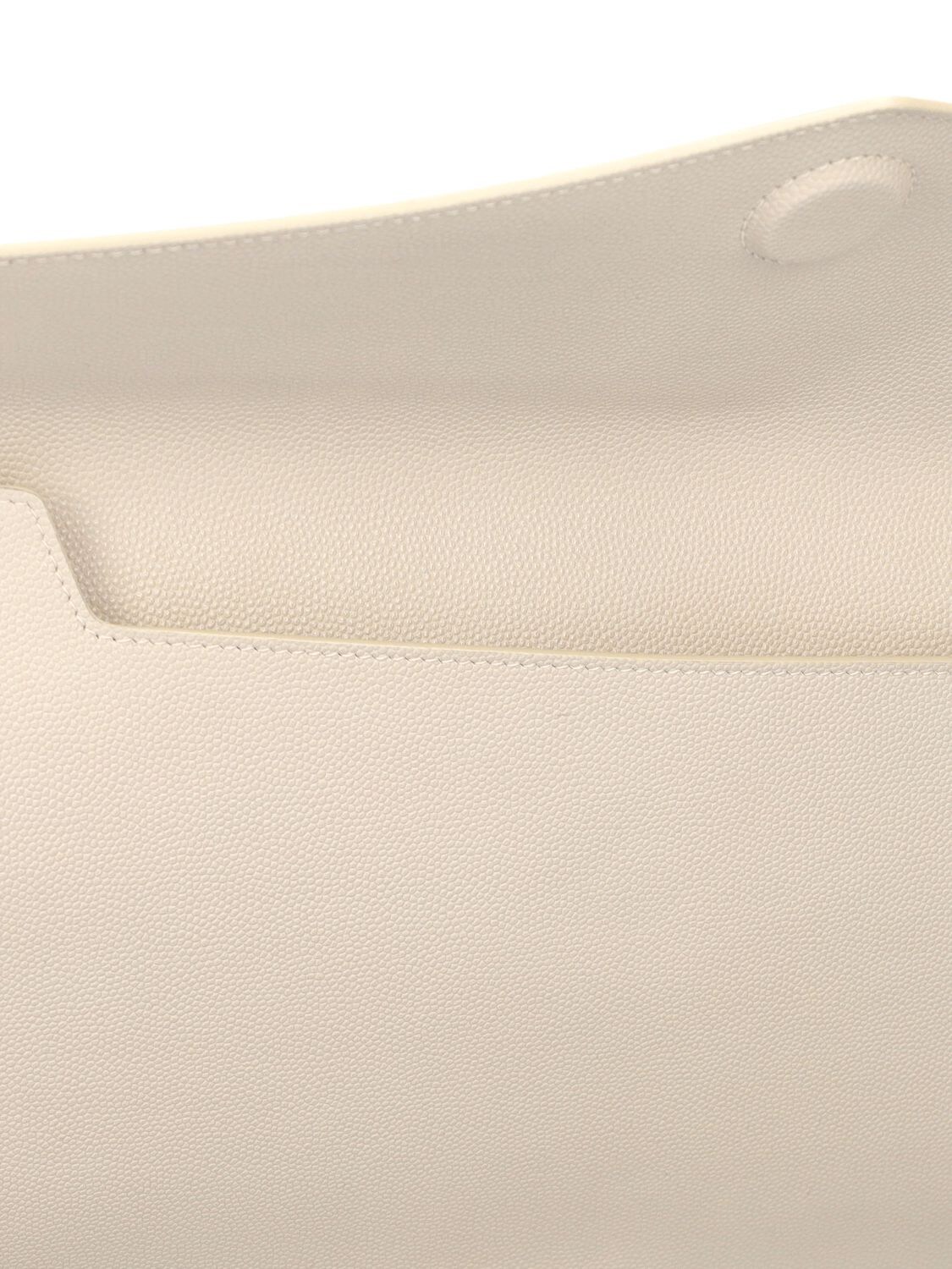 Saint Laurent Uptown Leather Crema Soft Envelope Clutch New