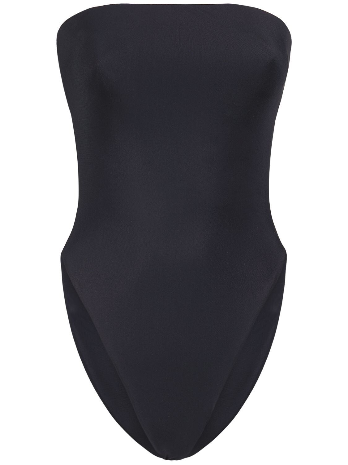 Shop Saint Laurent Strapless Jersey Bodysuit In Noir
