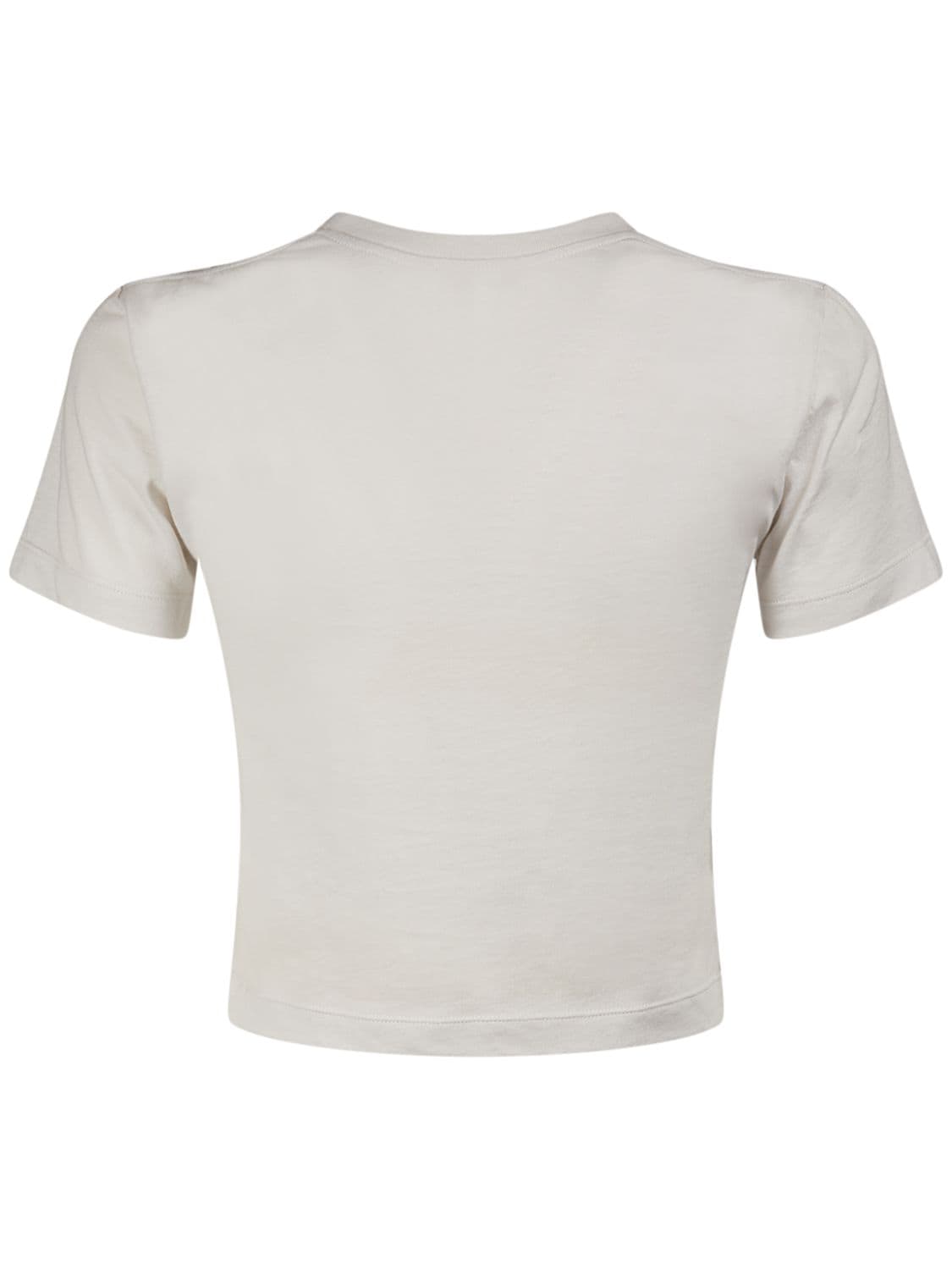 Shop Saint Laurent Slim Cotton Cropped T-shirt In Dirty Ecru