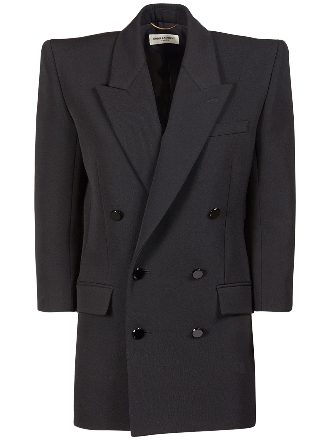 Saint Laurent Classic Wool Blazer Dress In Noir