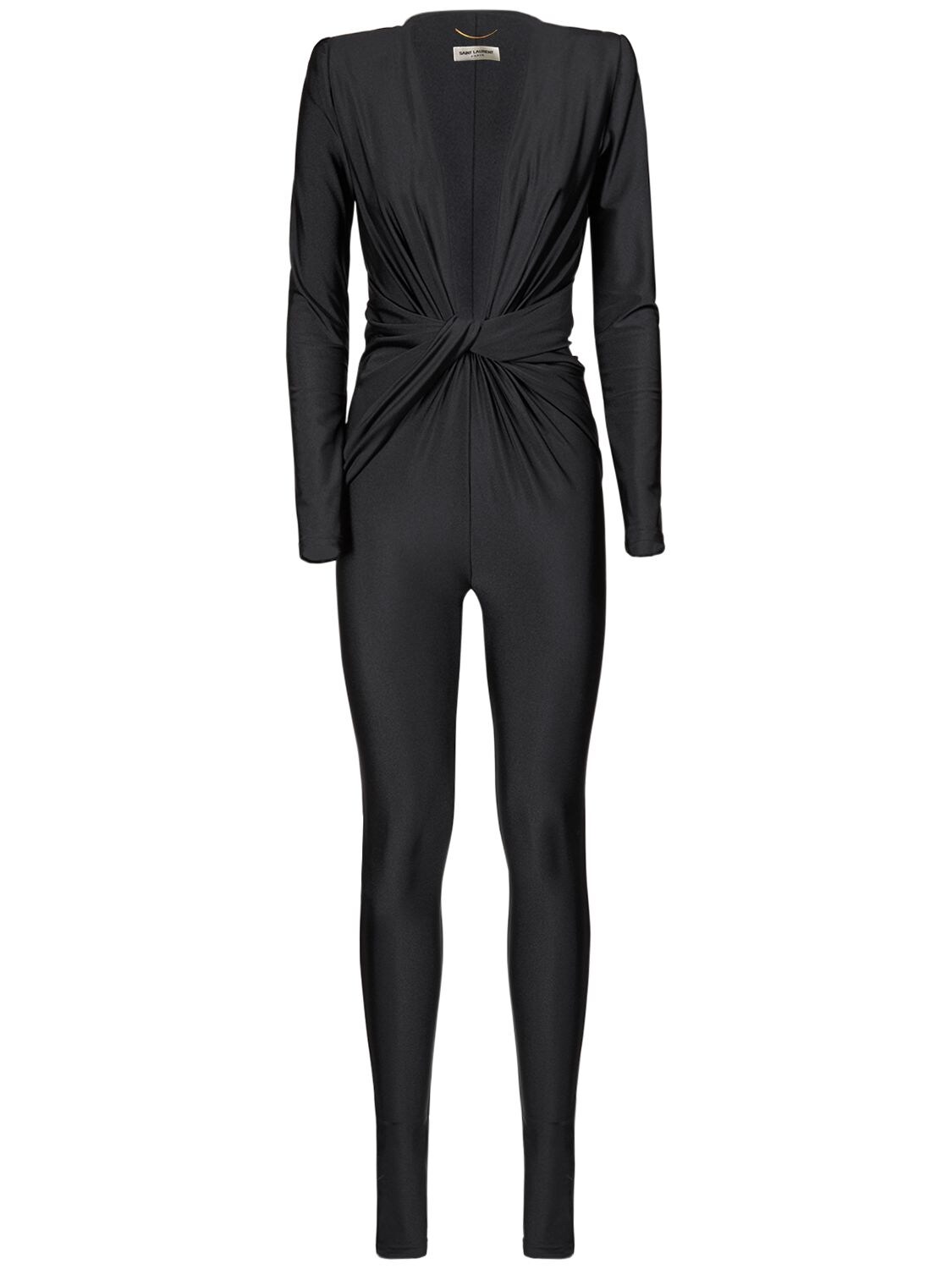 Saint Laurent Long Sleeve Jumpsuit In Noir | ModeSens