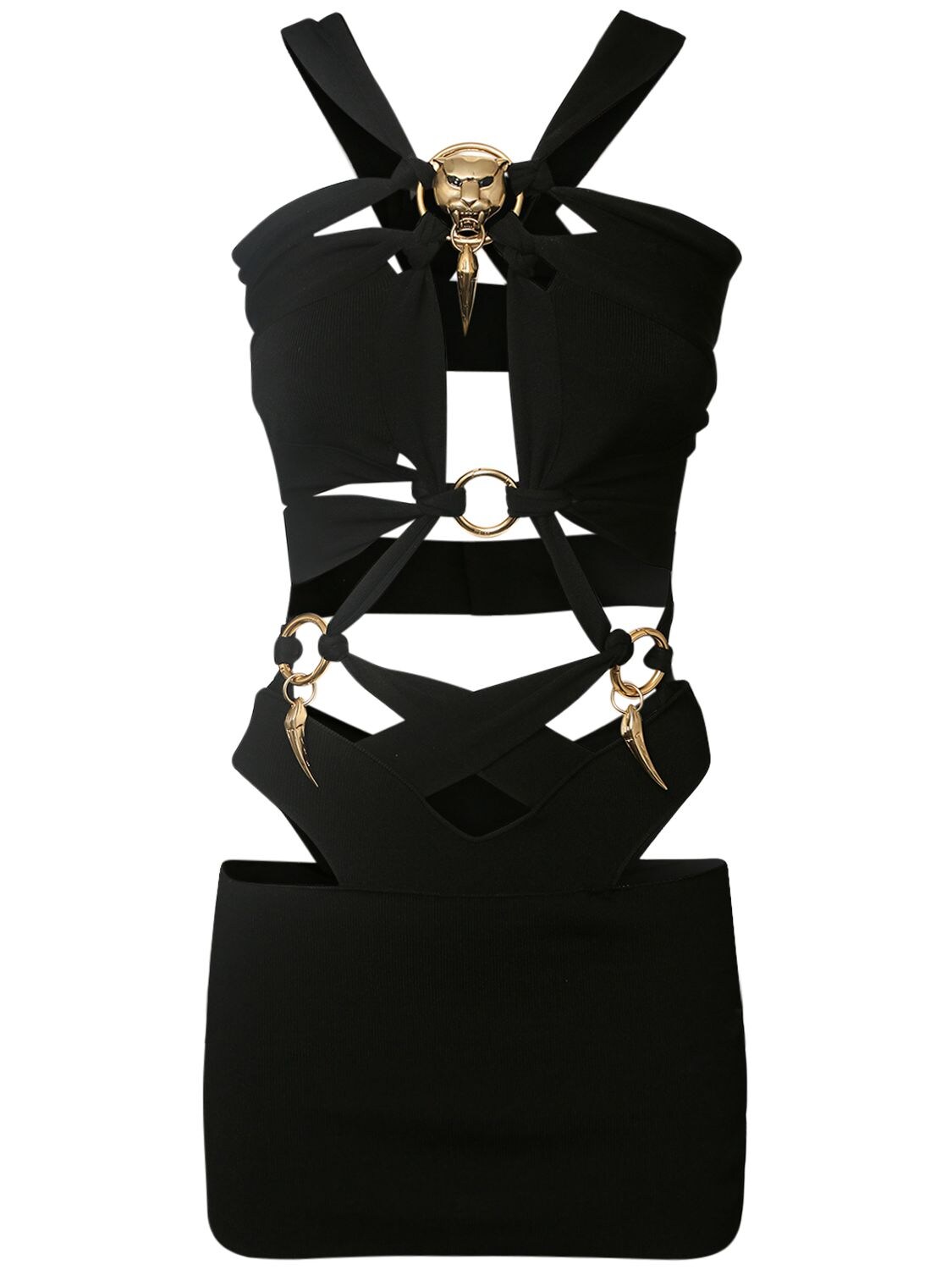 ROBERTO CAVALLI MILANO BONDAGE KNIT MINI DRESS 
