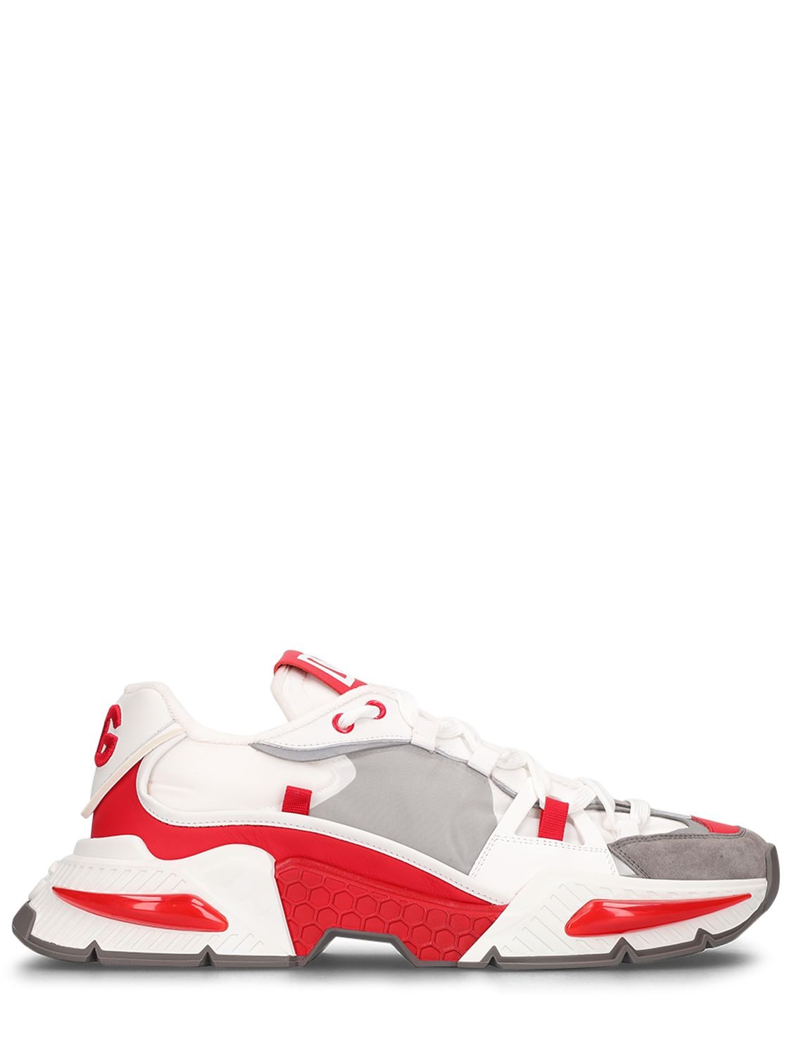 Dolce & Gabbana Air Master Tech Low Top Sneakers In White,red