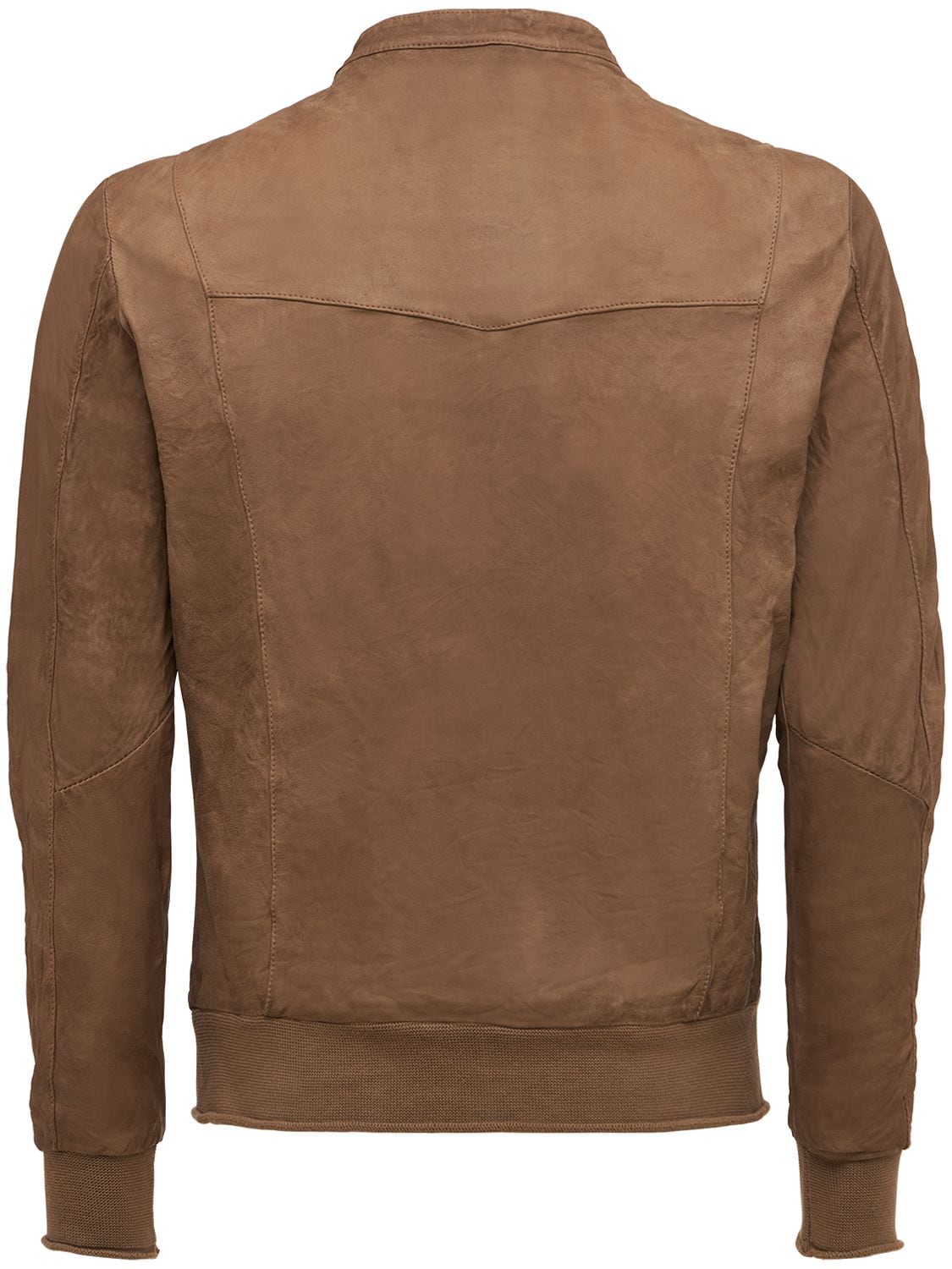 Shop Giorgio Brato Brushed Leather Bomber Jacket In Brown