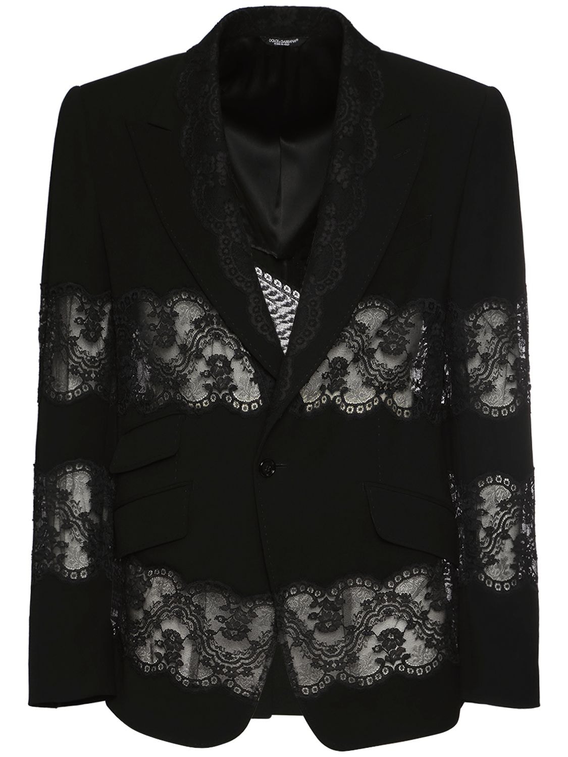 Single Breasted Wool & Lace Jacket
