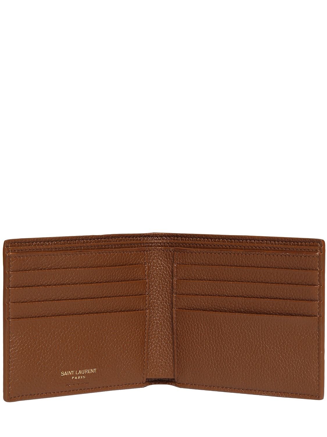 Saint Laurent Monogram Leather Card Holder In Toasted Brown | ModeSens