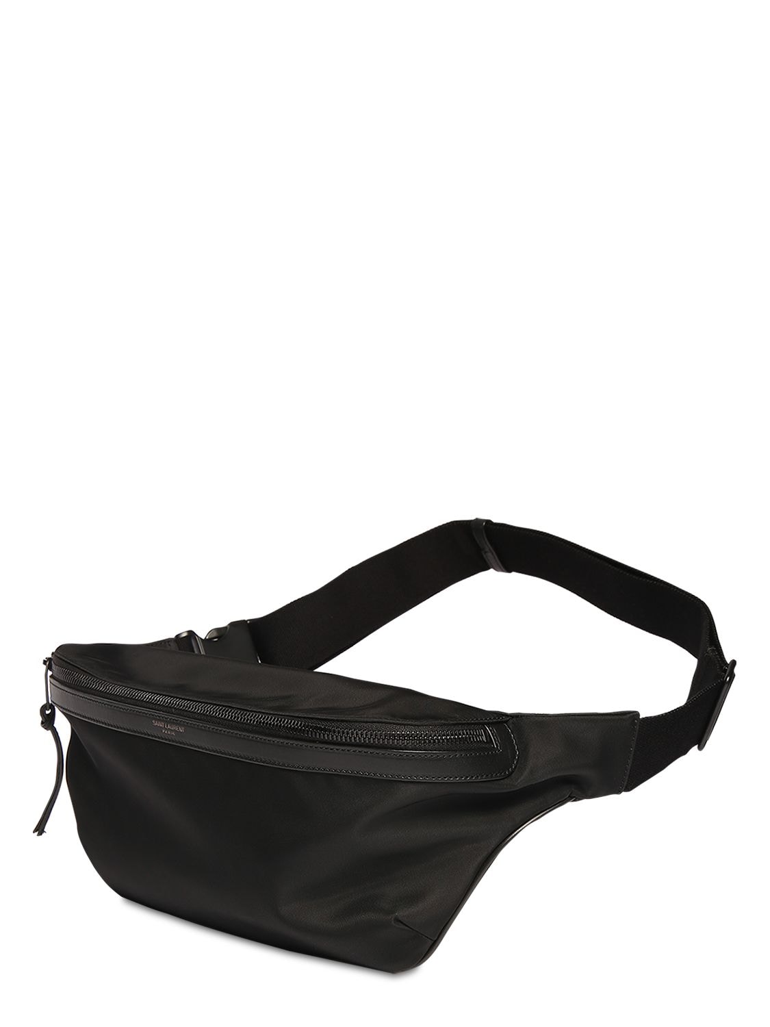 Shop Saint Laurent City Leather & Nylon Crossbody Bag In Black