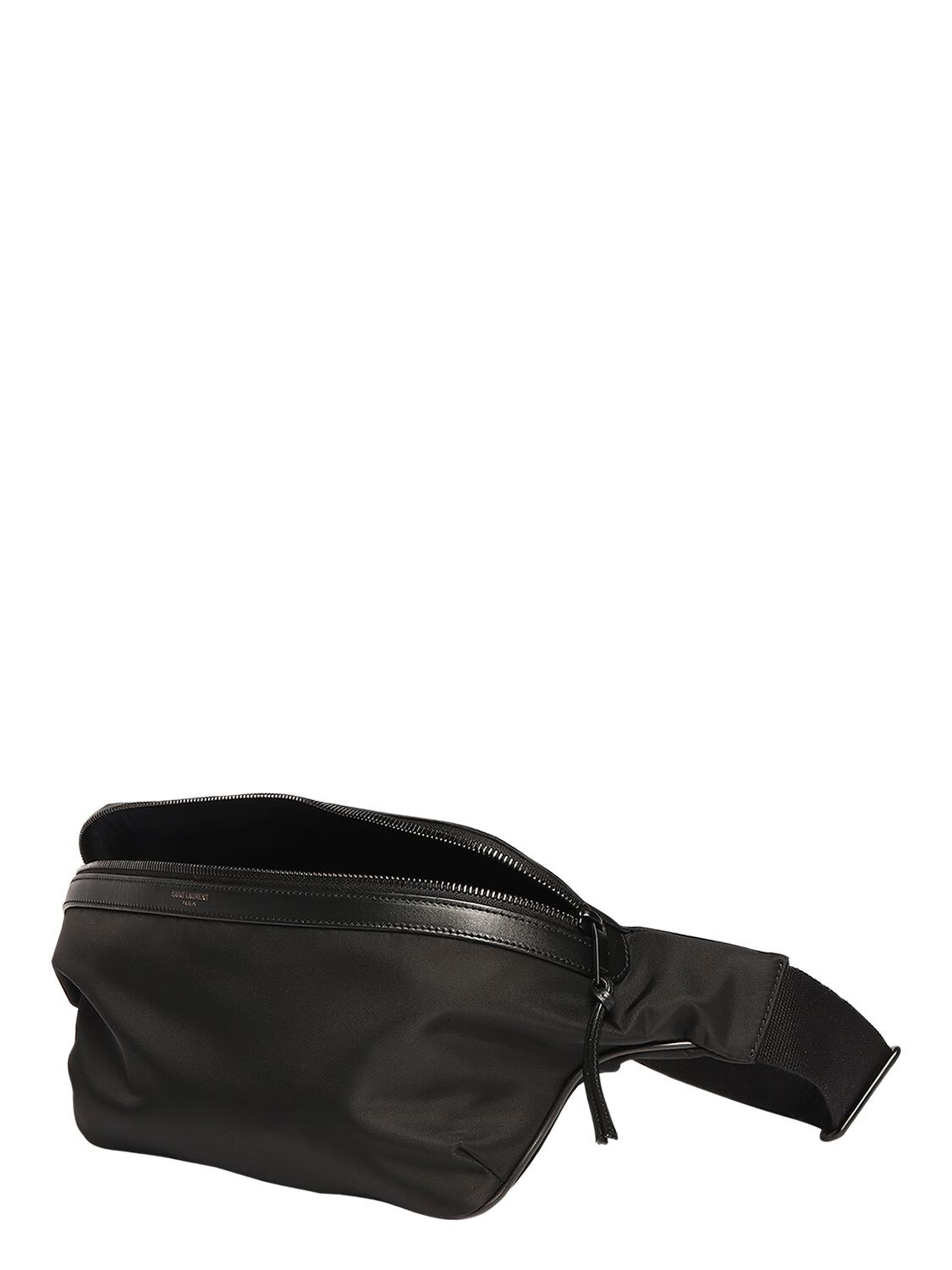 Shop Saint Laurent City Leather & Nylon Crossbody Bag In Black