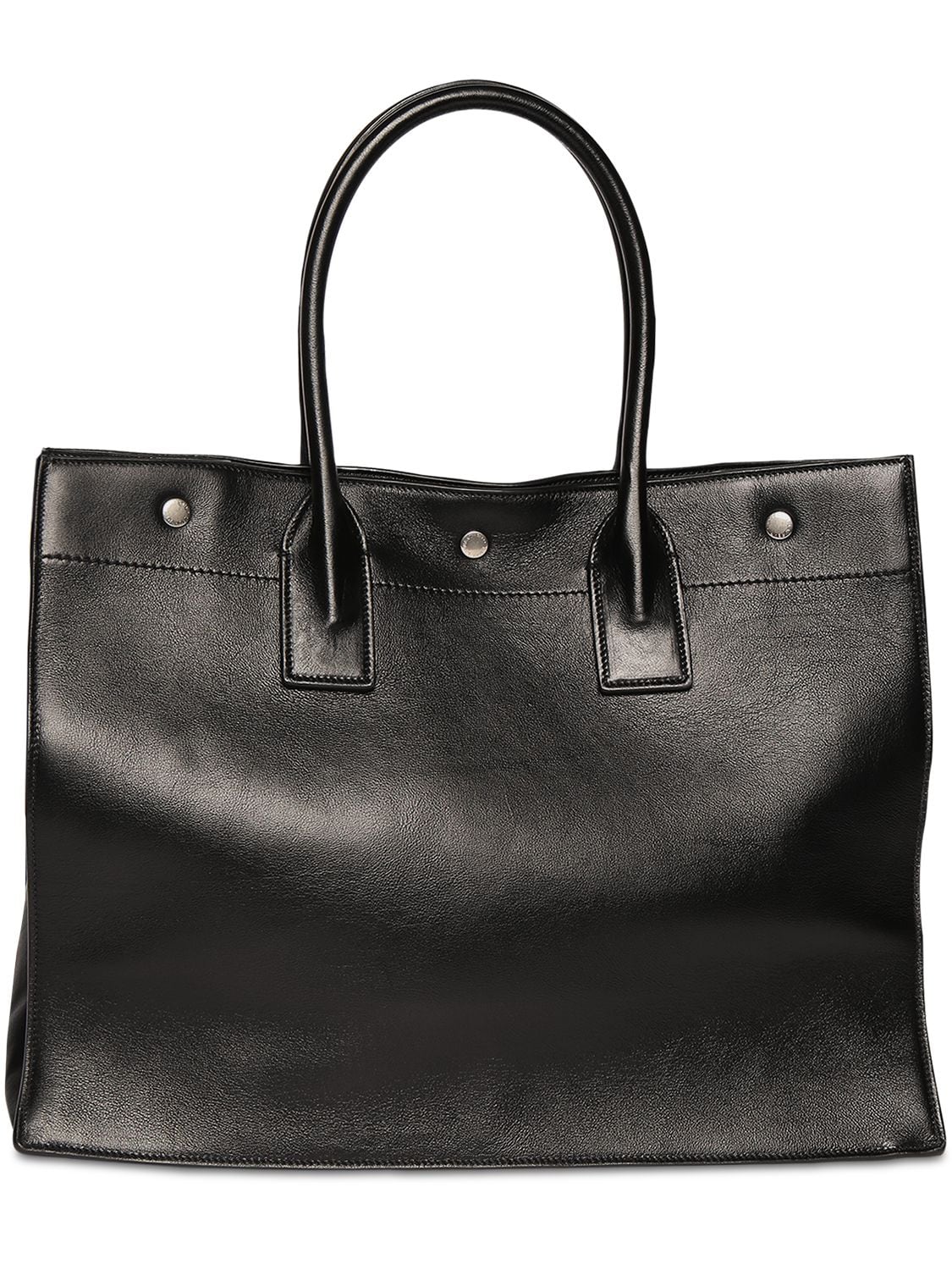 Saint Laurent Rive Gauche Small Leather Tote Bag In Black