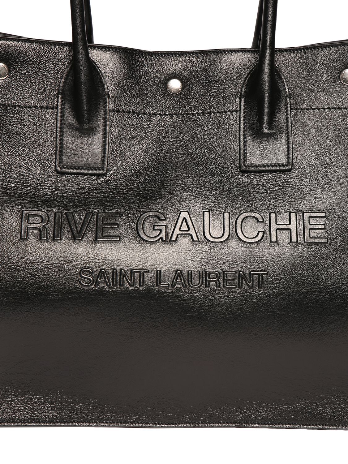 Shop Saint Laurent Rive Gauche Small Leather Tote Bag In Black